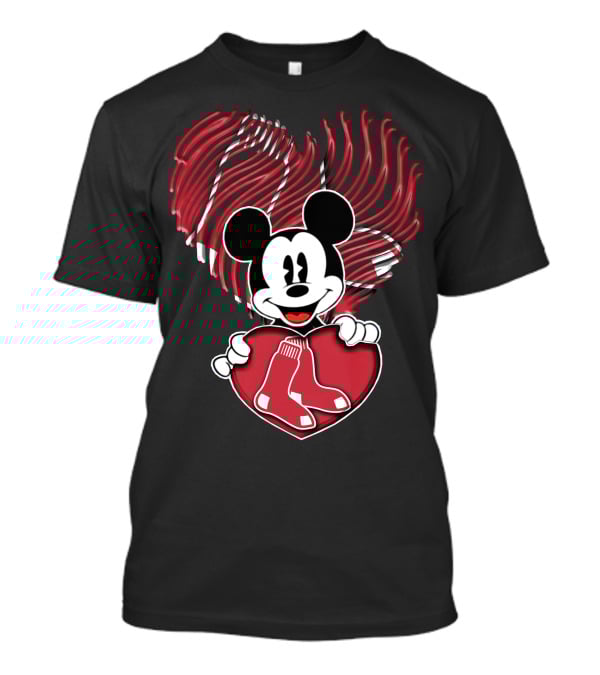 Mickey Red Sox Heart Fingerprint T-Shirt