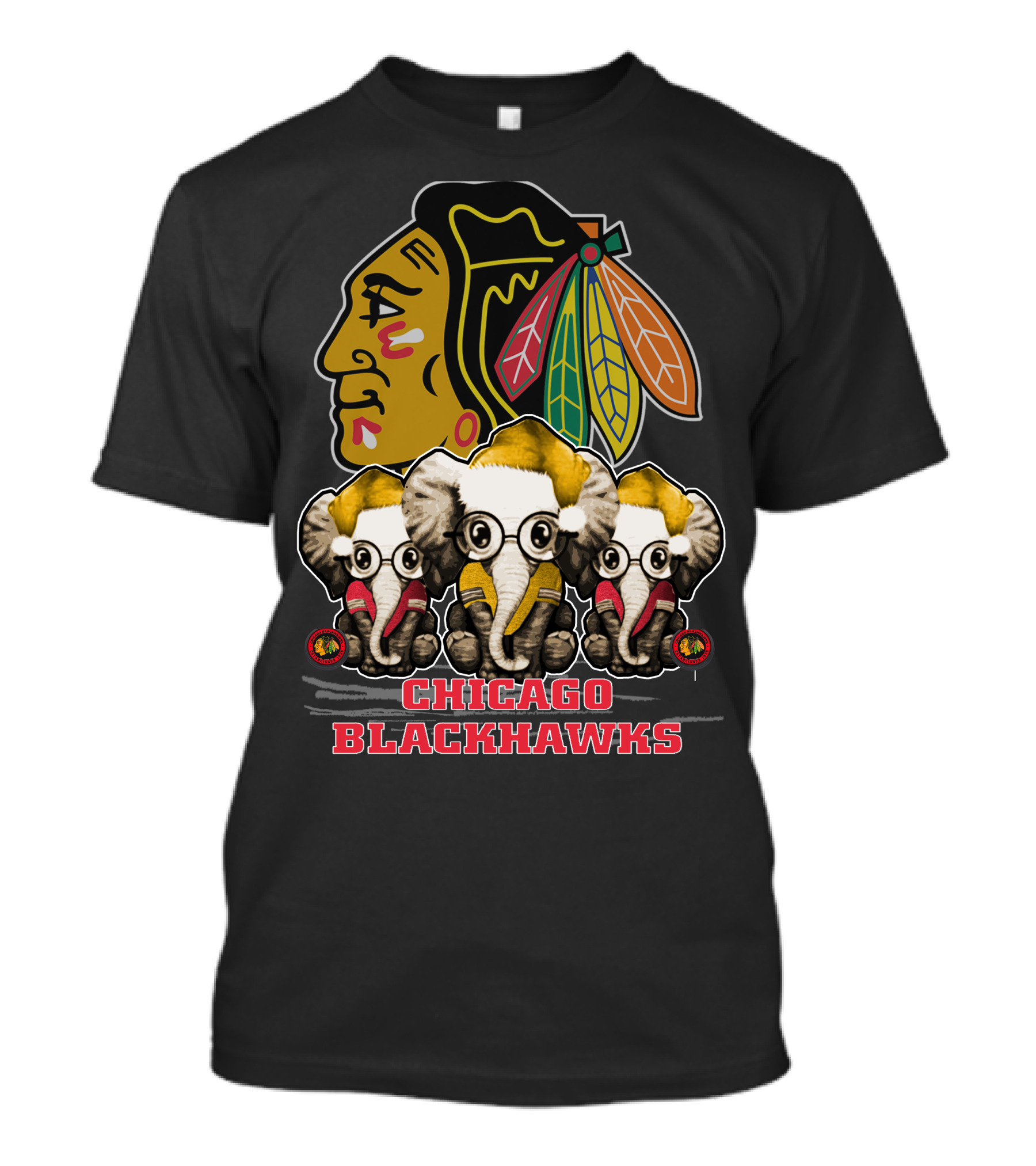 Chicago Blackhawks Xmas Elephant Trio T-Shirt