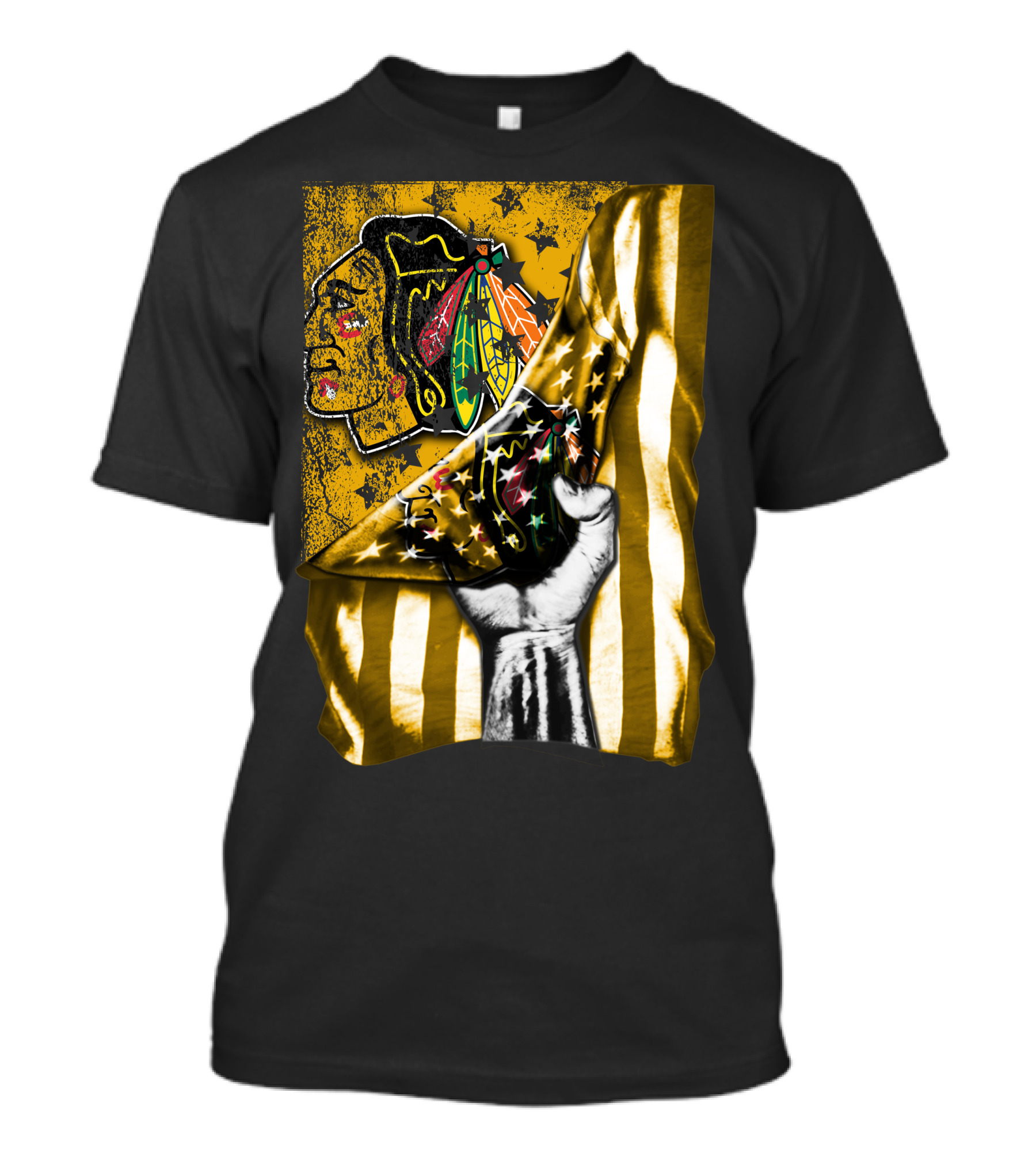 Flag Chicago Blackhawks Stars And Stripes Iconic T-Shirt