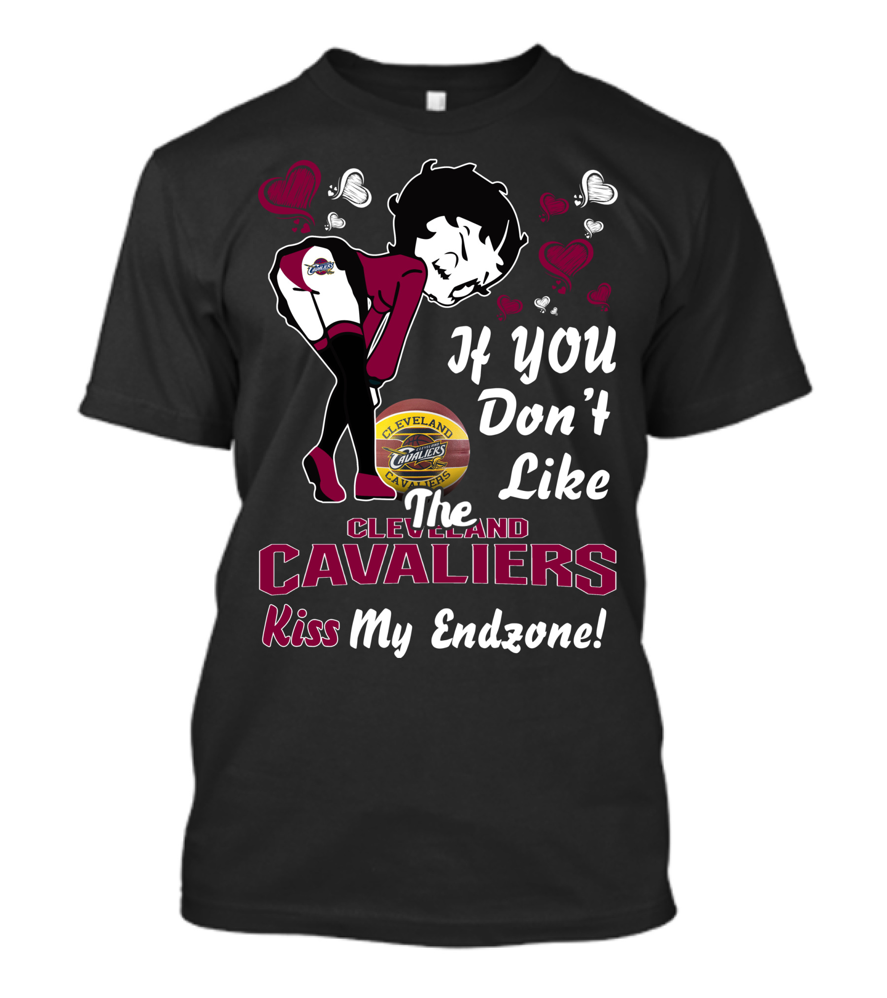 Betty Boop Cleveland Cavaliers If You Don't Like The Cavaliers Kiss My Endzone T-Shirt