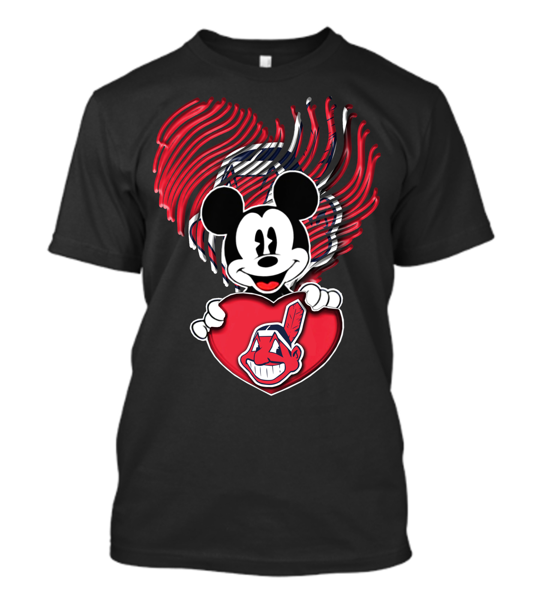Mick Cleveland Indians Heart Logo Fusion T-Shirt