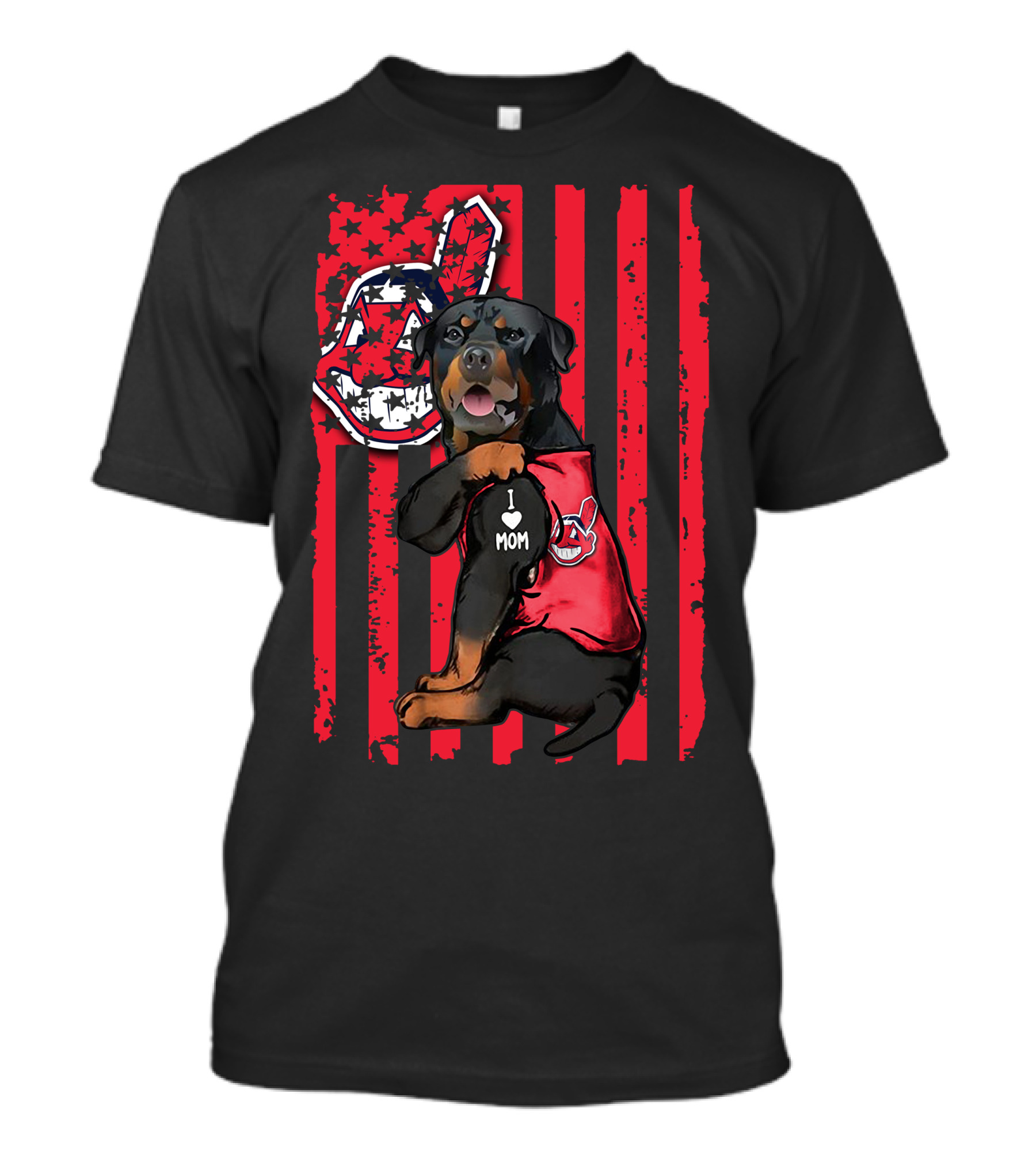 Rottweiler I Love Mom Cleveland Indians T-Shirt