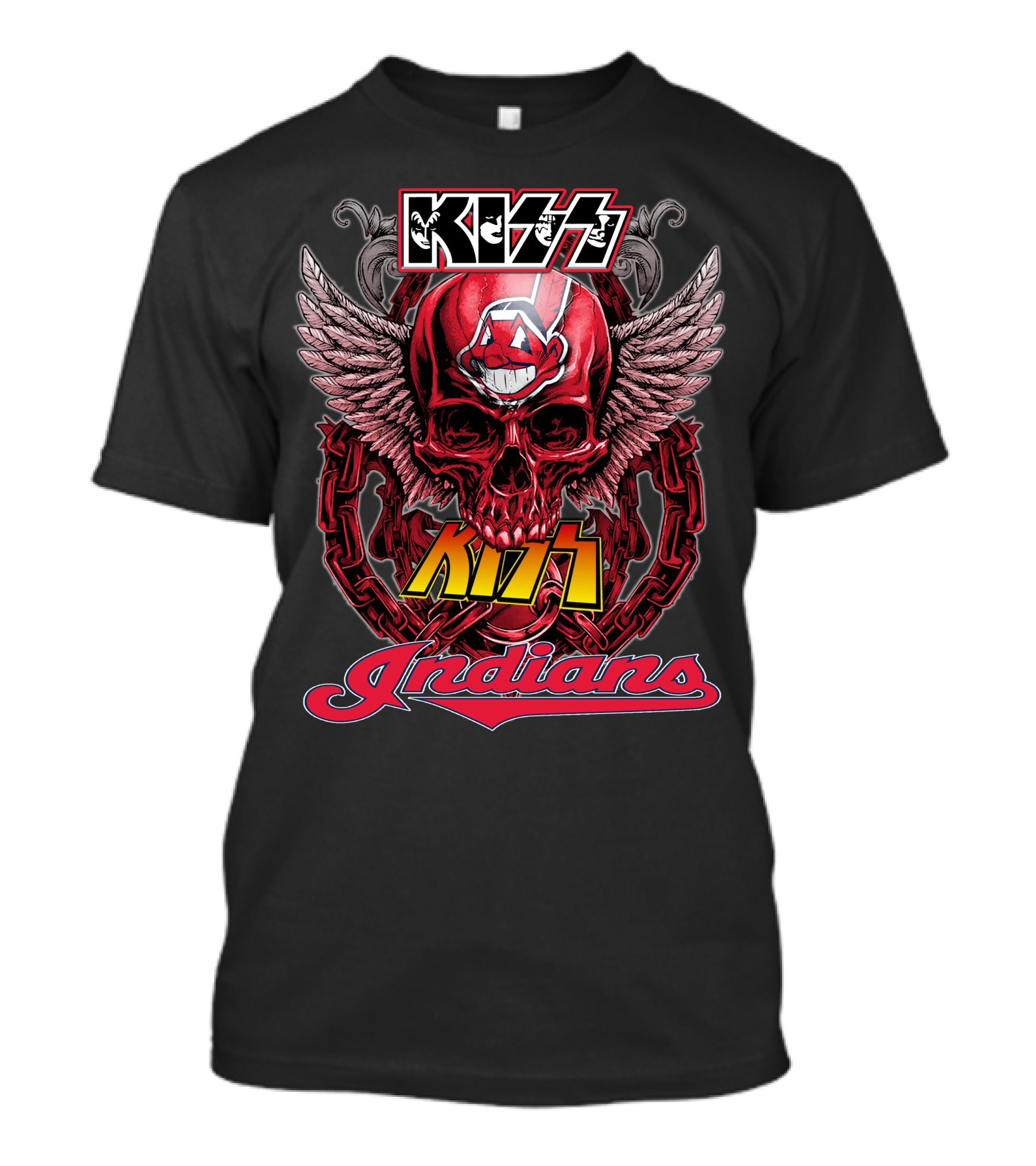 Kiss Indians Winged Skull Chain T-Shirt