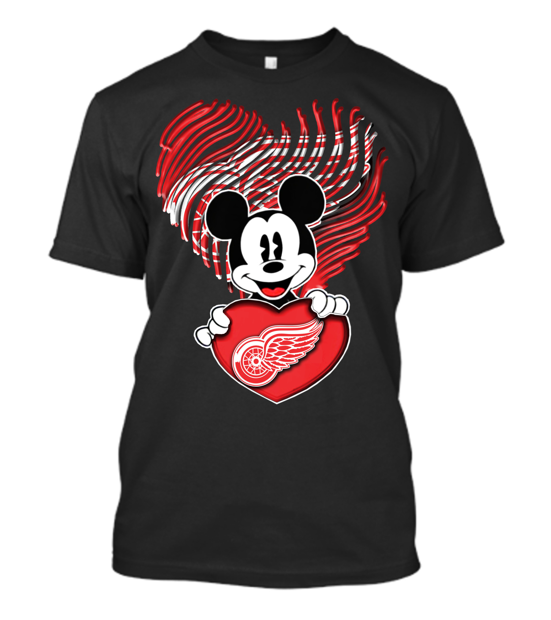 Mick Heart Holding Detroit Red Wings Fingerprint T-Shirt