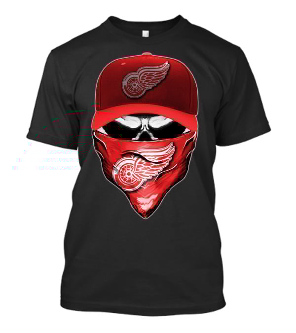 Skull Detroit Red Wings Bandana And Cap T-Shirt