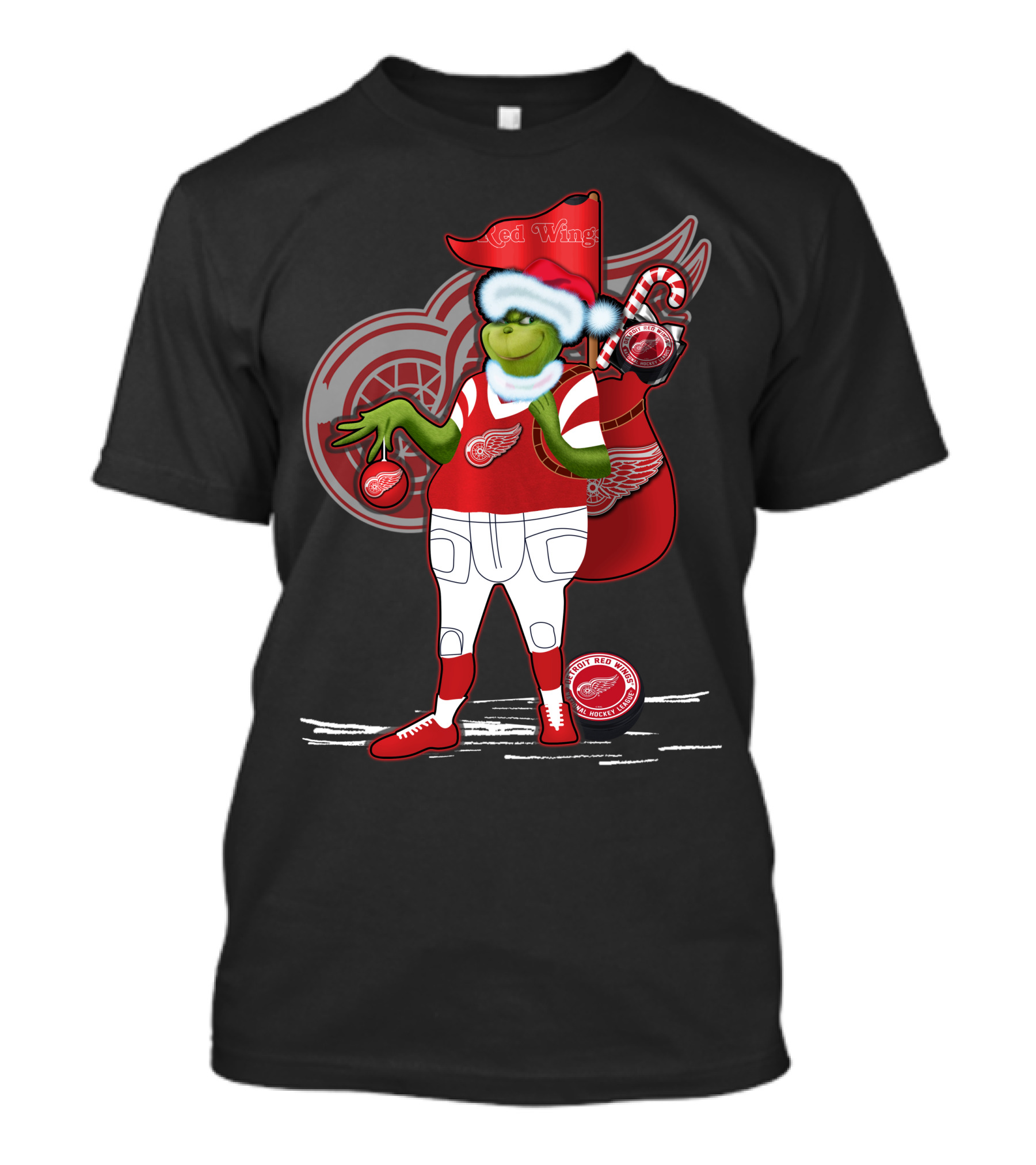 Grinchxmas Red Wings Hockey Holiday Crossover Detroit Wear T-Shirt