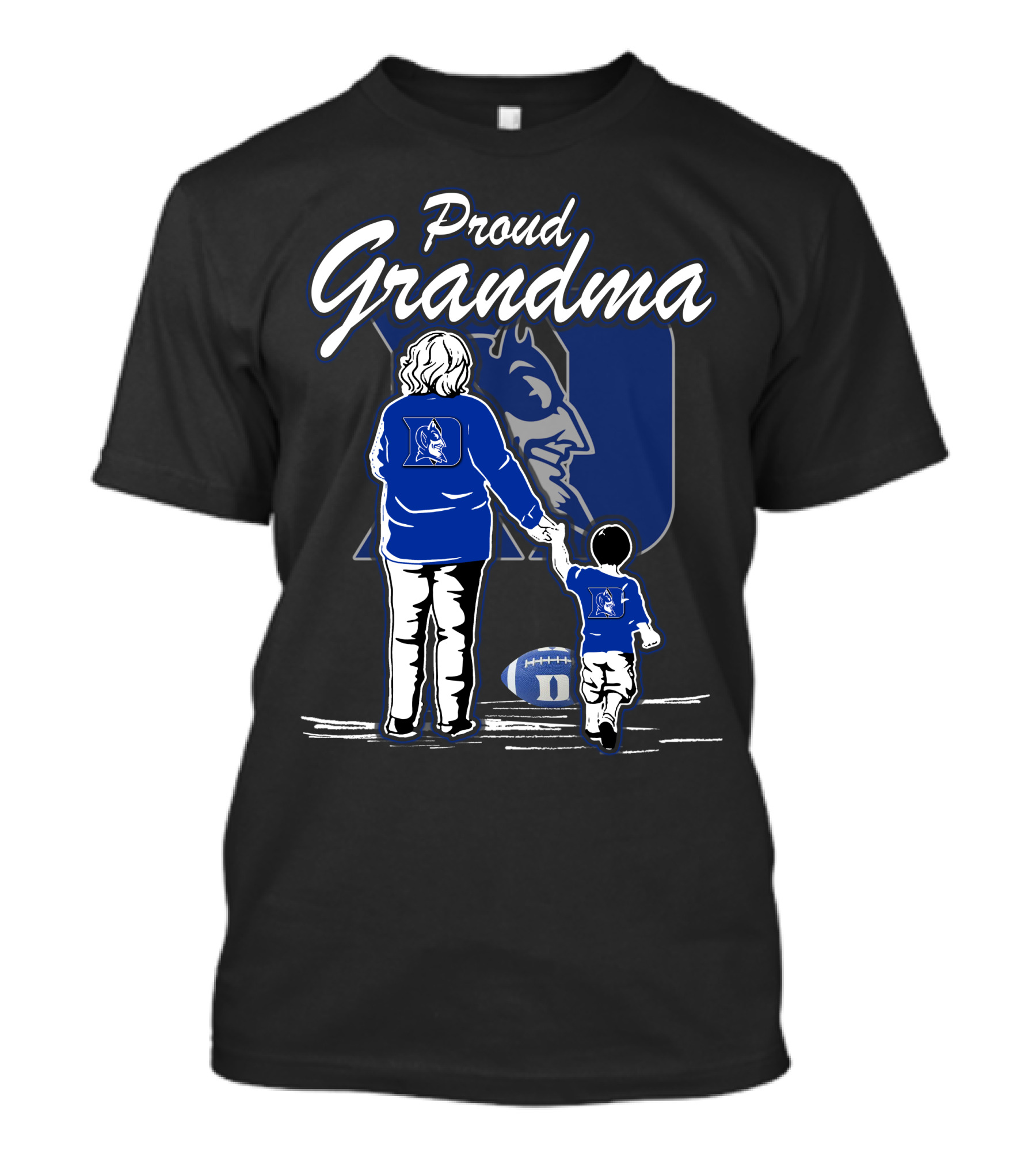 Proud Grandma Duke Blue Devils Football Fan With Child Walking Iconic T-Shirt