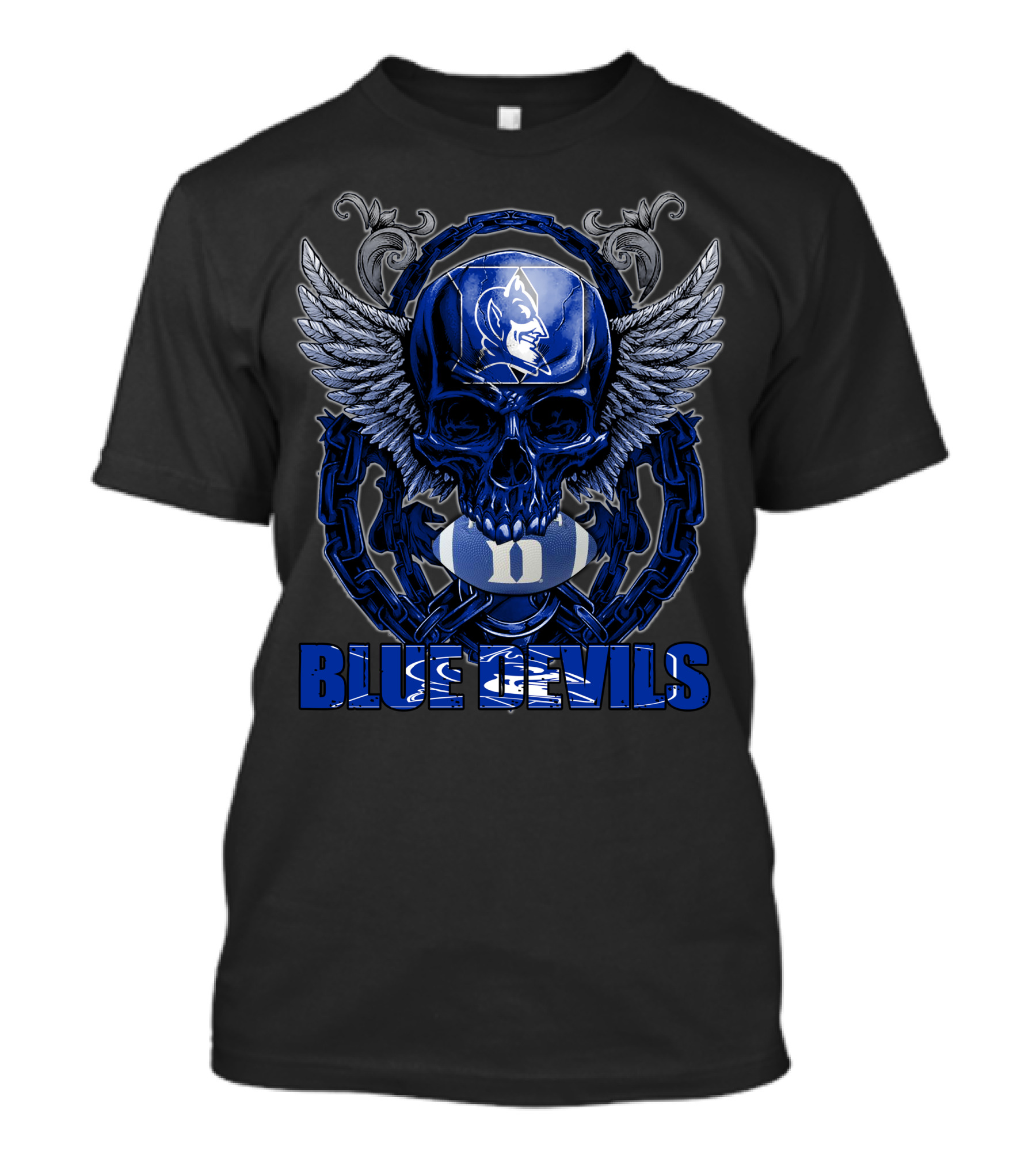 Skullfb Blue Devils Winged Skull T-Shirt