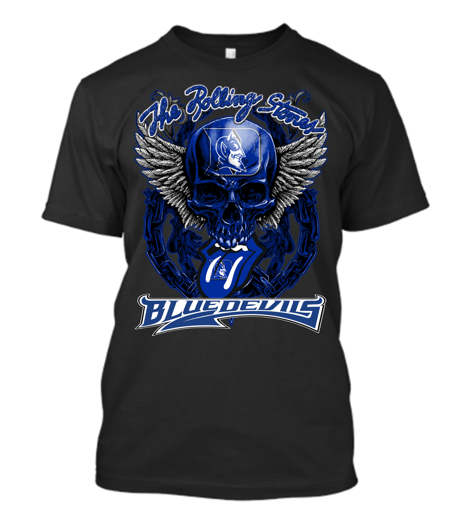 The Rolling Stones Duke Blue Devils Skull With Wings And Tongue T-Shirt