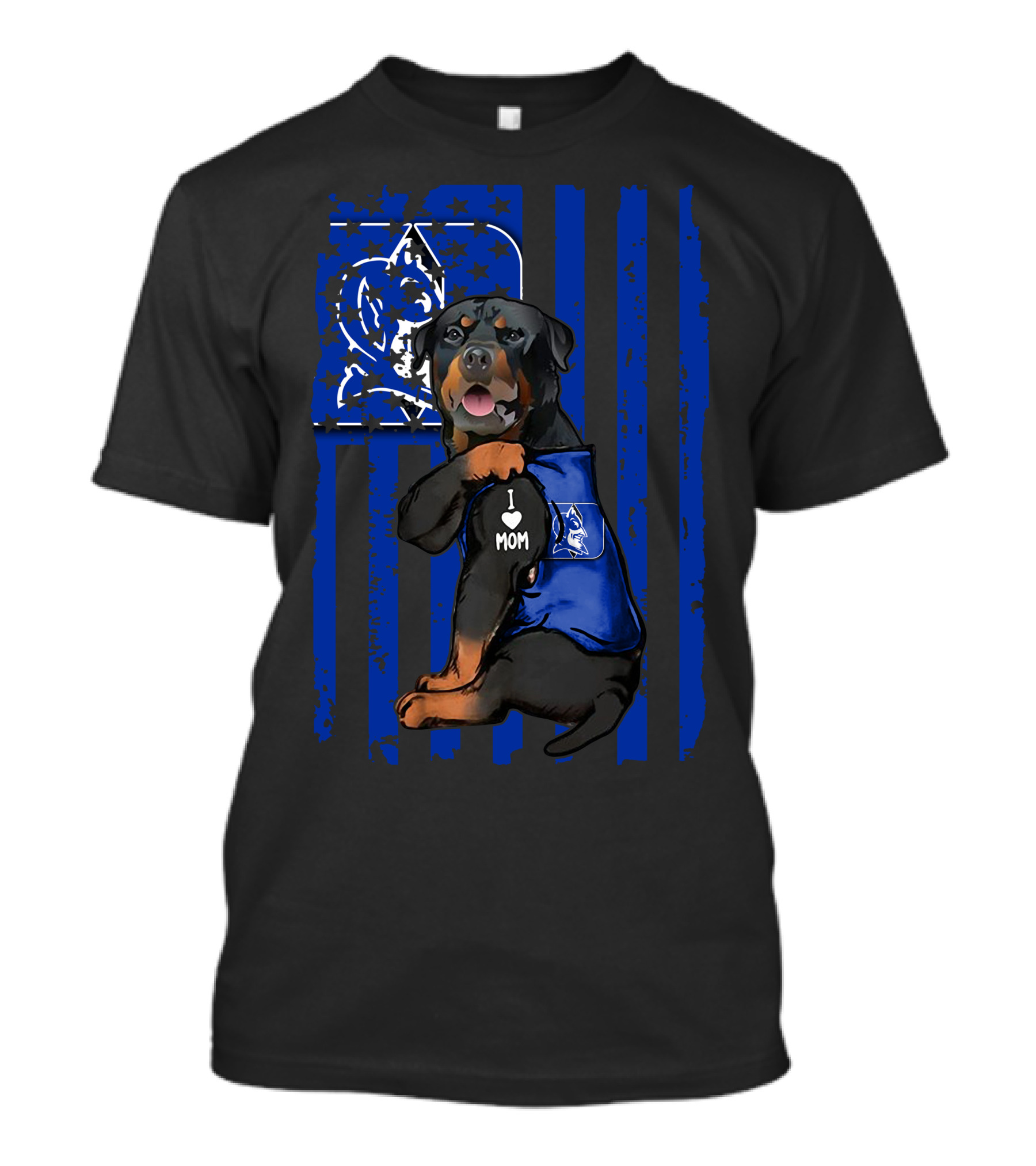 Rottweiler Duke Blue Devils I Love Mom T-Shirt