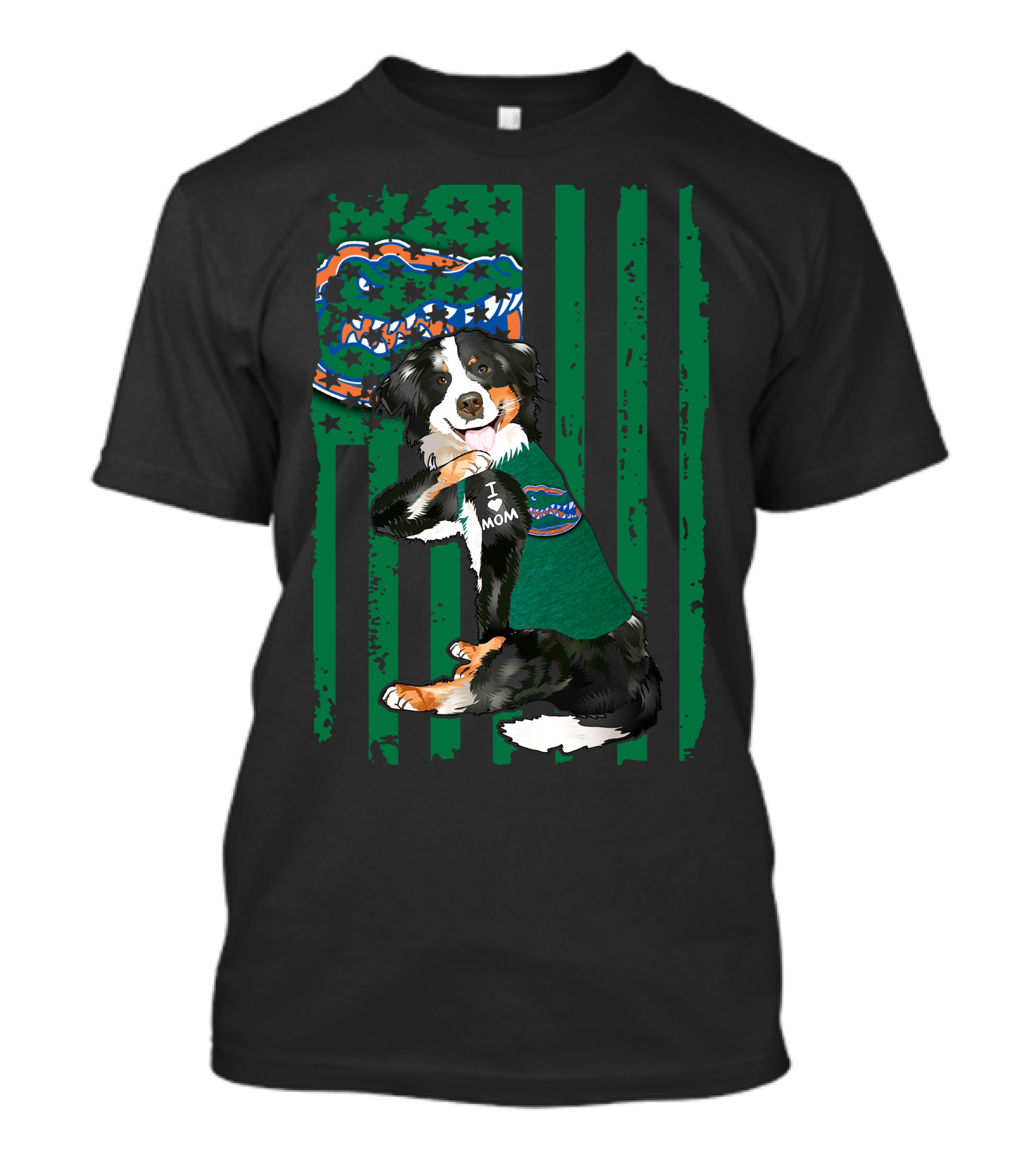 Border Collie I Love Mom Florida Gators Patriotic Flag T-Shirt