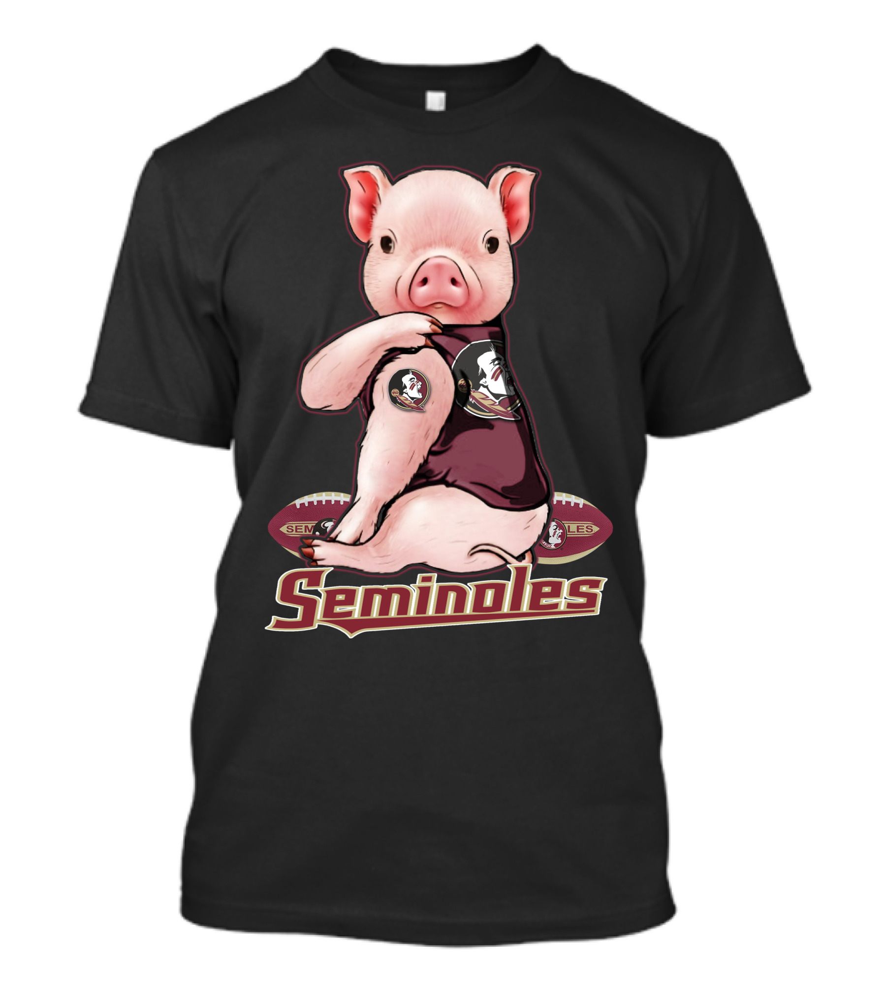 Seminoles Pig With Florida State Football T-Shirt