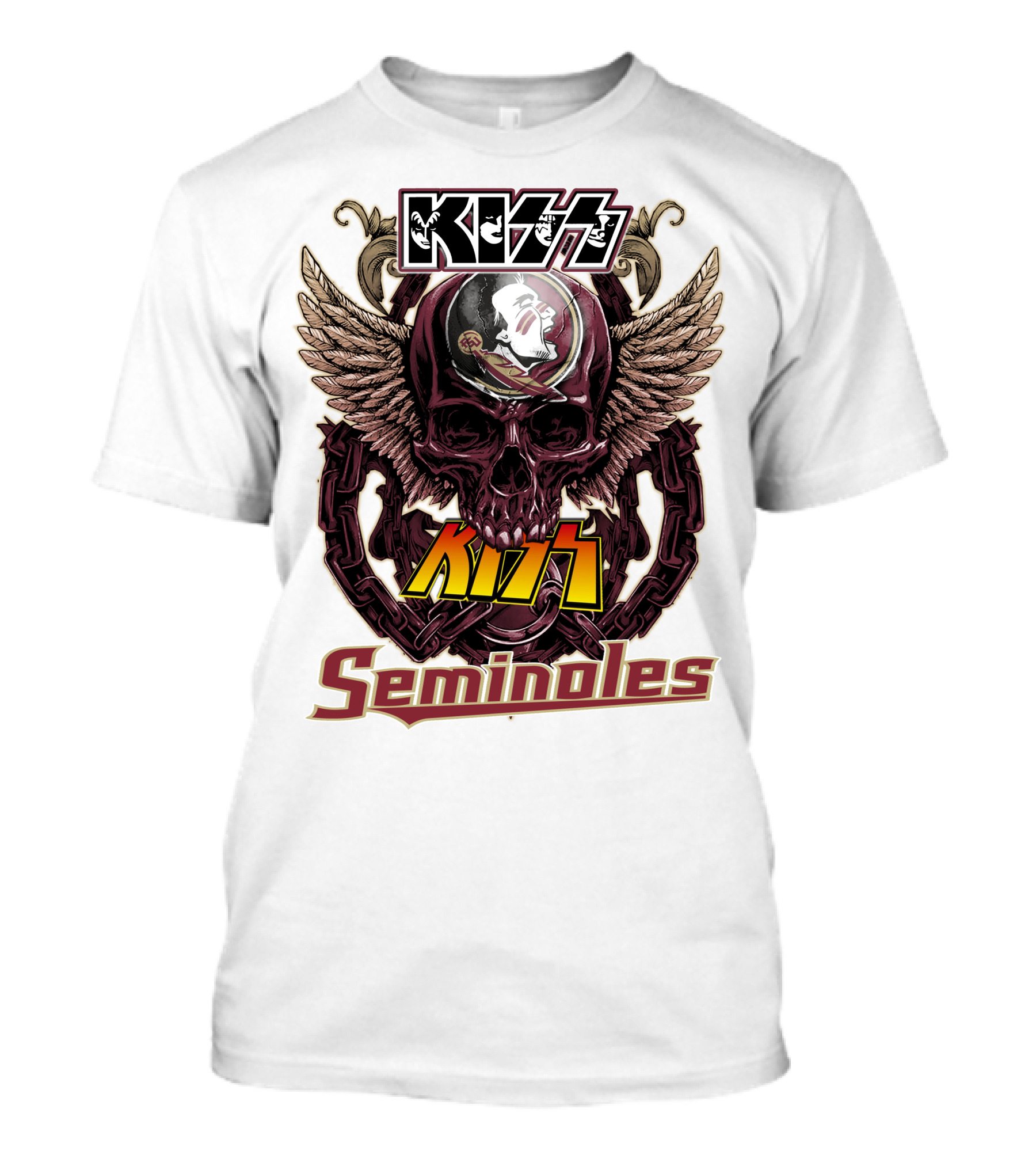Kiss Florida State Seminoles Winged Skull T-Shirt