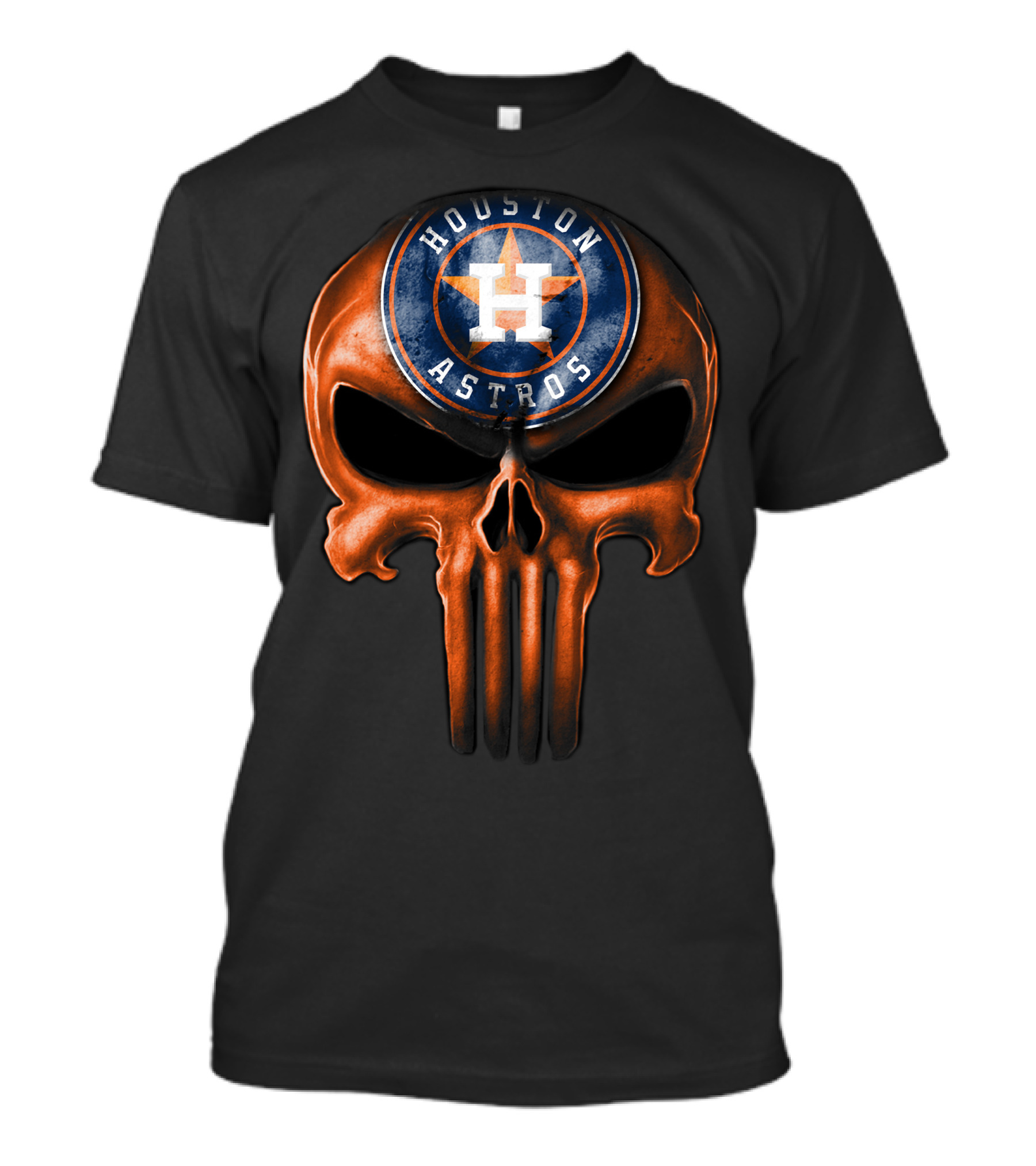 Skull With Houston Astros Baseball Emblem T-Shirt