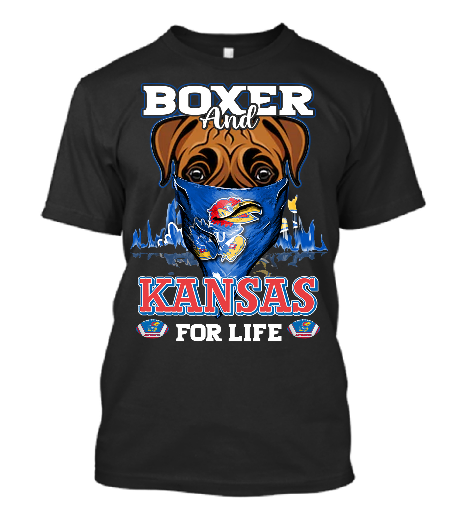 Boxer And Kansas Jayhawks For Life T-Shirt