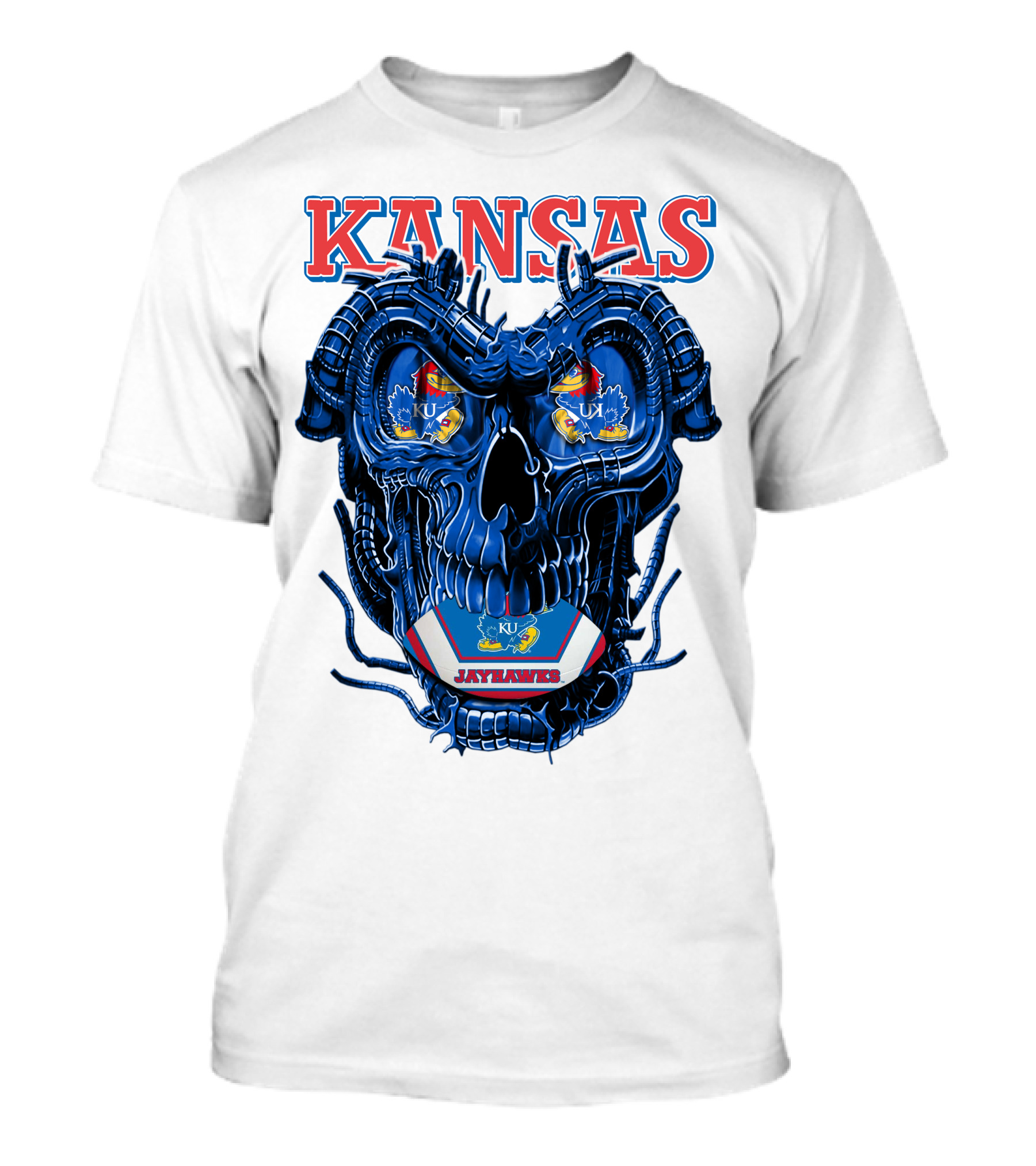 Kansas Jayhawks Dragonskull KU Football T-Shirt
