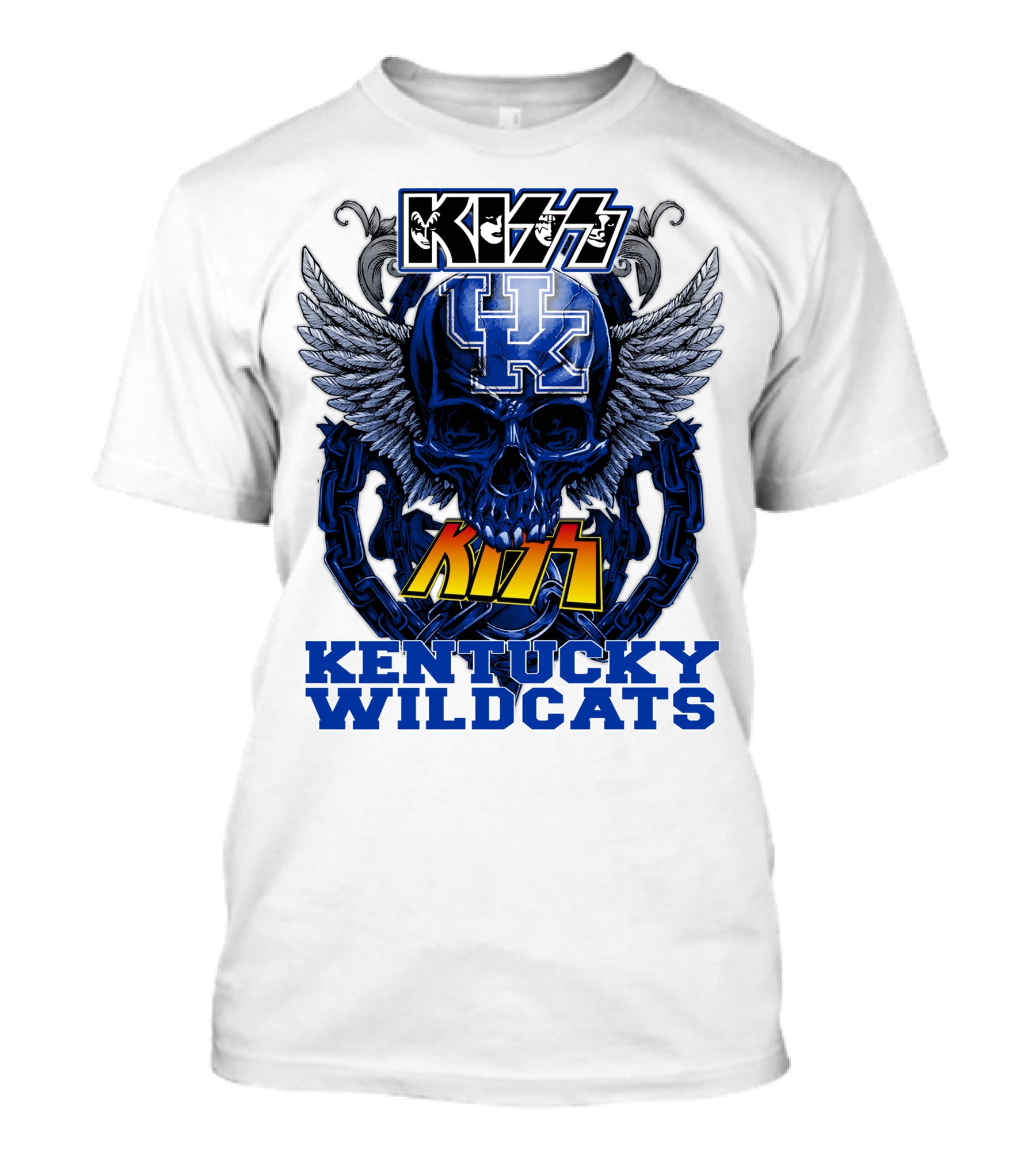 Kiss Kentucky Wildcats UK Skull Wings T-Shirt