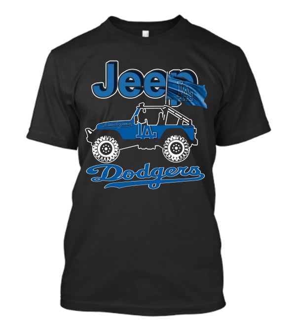 Jeep LA Dodgers Off-Road Vehicle With Flag T-Shirt
