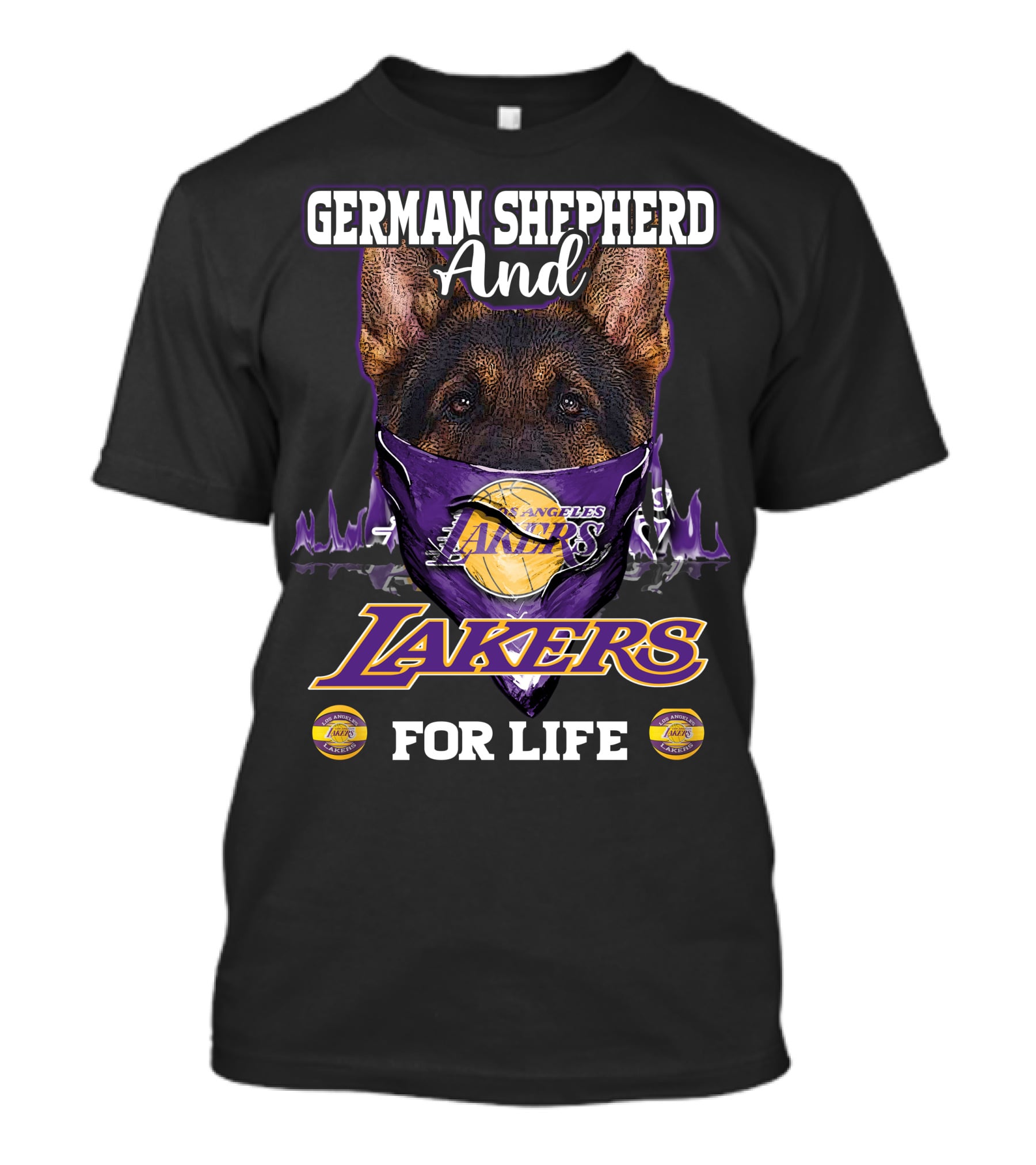 German Shepherd And Los Angeles Lakers For Life T-Shirt