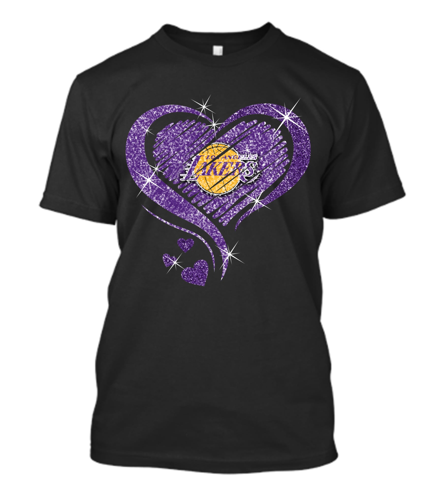 Heart Diamond Los Angeles Lakers Purple Sparkle T-Shirt
