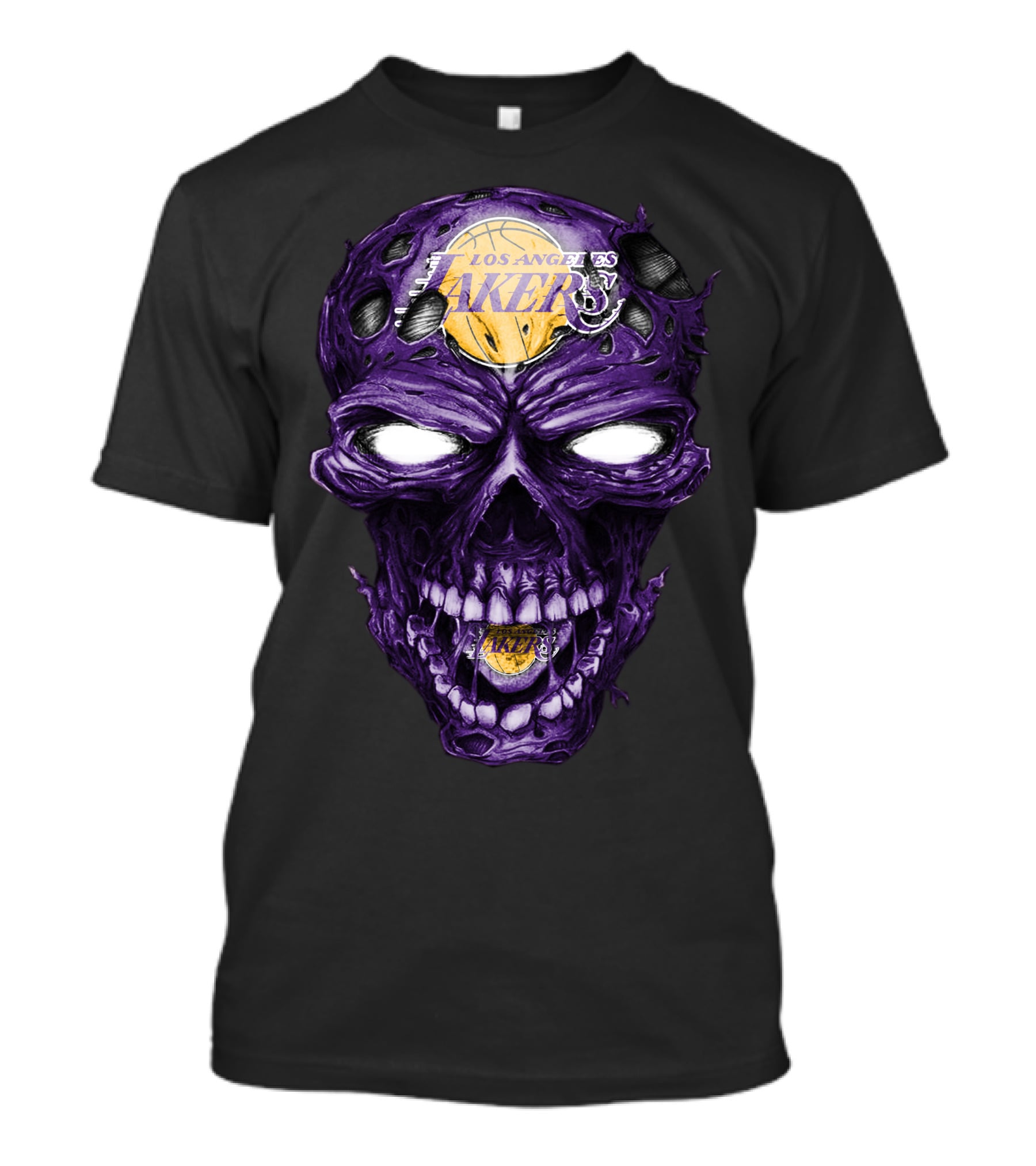 Skull Los Angeles Lakers Purple Basketball T-Shirt