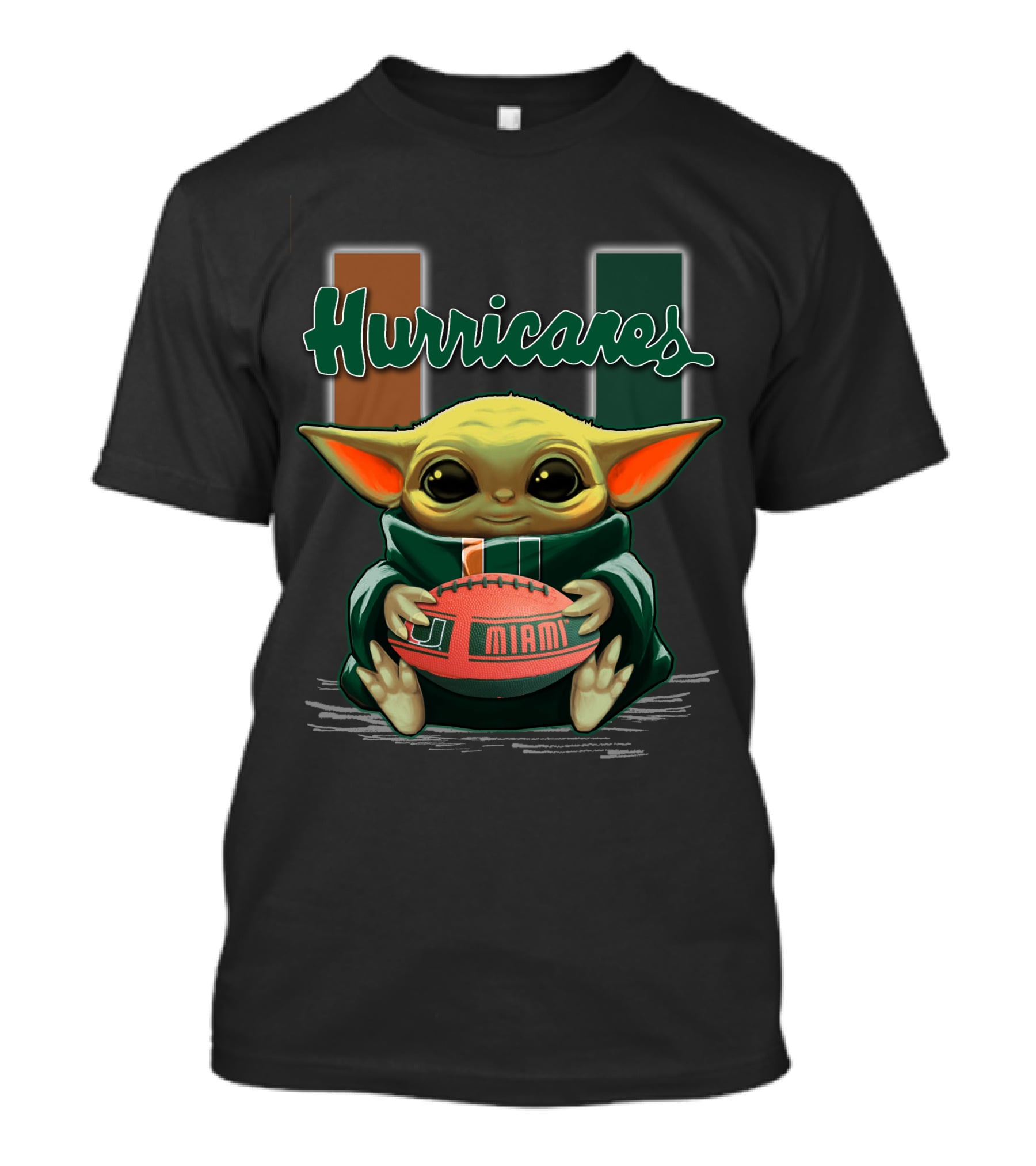Yoda Miami Hurricanes Baby Holding Football U T-Shirt