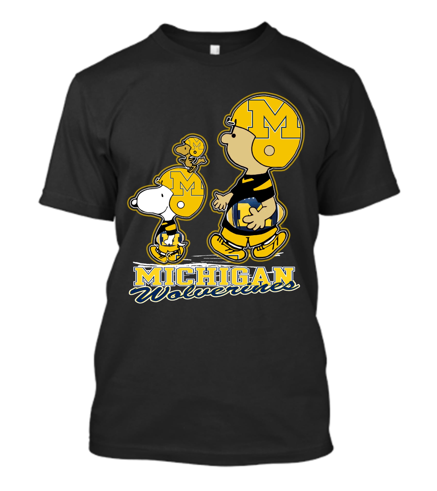 Snpfootball Michigan Wolverines Peanuts Characters Charlie Brown Snoopy Woodstock T-Shirt