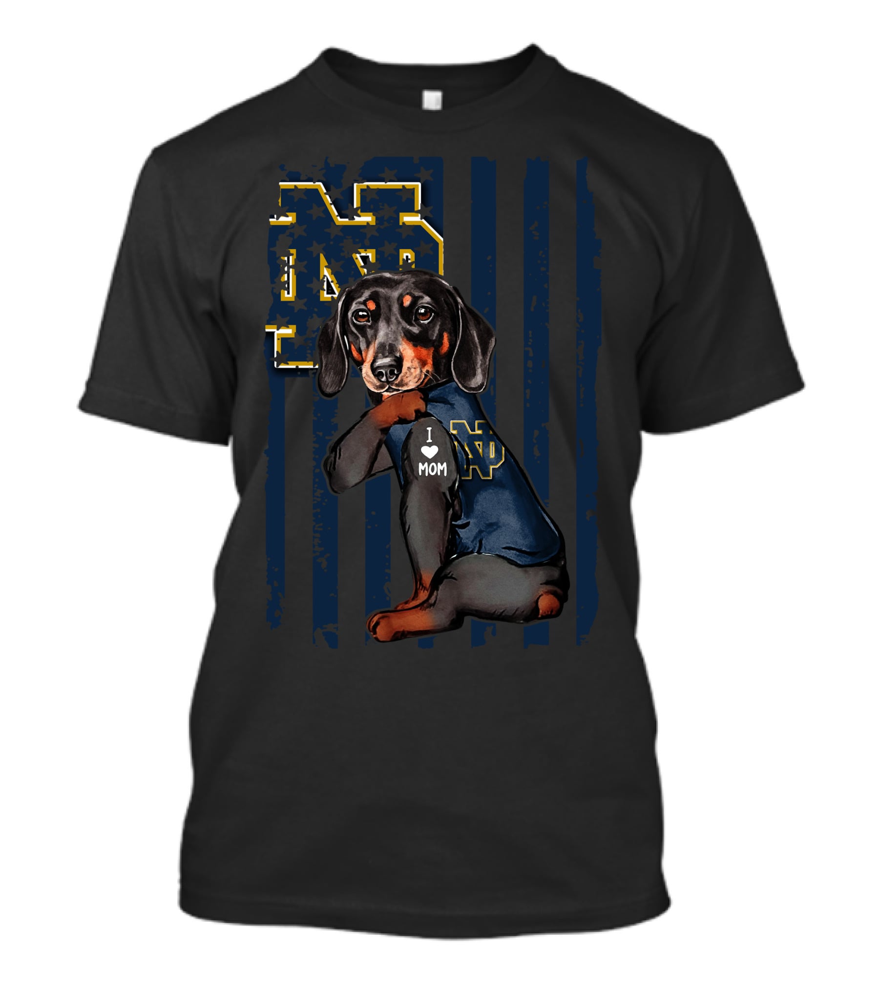 Dachshund Notre Dame Fighting Irish I Love Mom ND T-Shirt