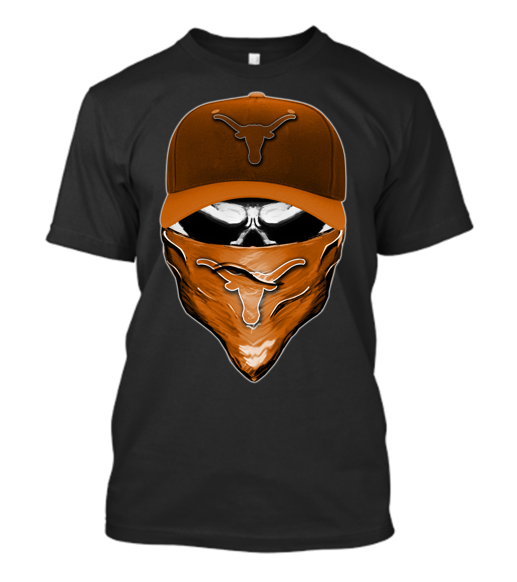 Skull Bandana Texas Longhorns Cap Visor T-Shirt