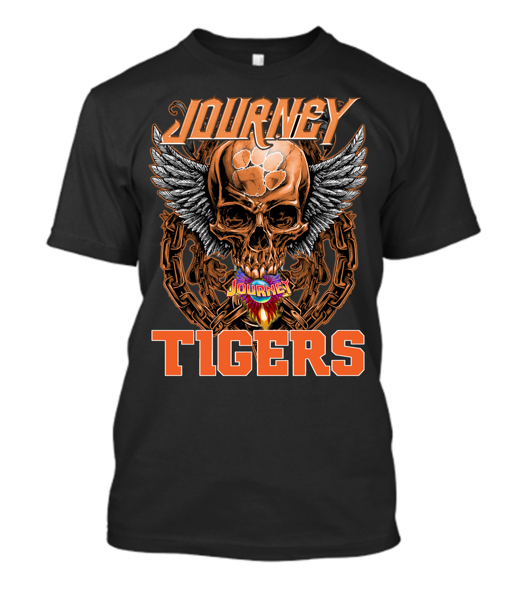 Journey Tigers Skull Wings Chain T-Shirt