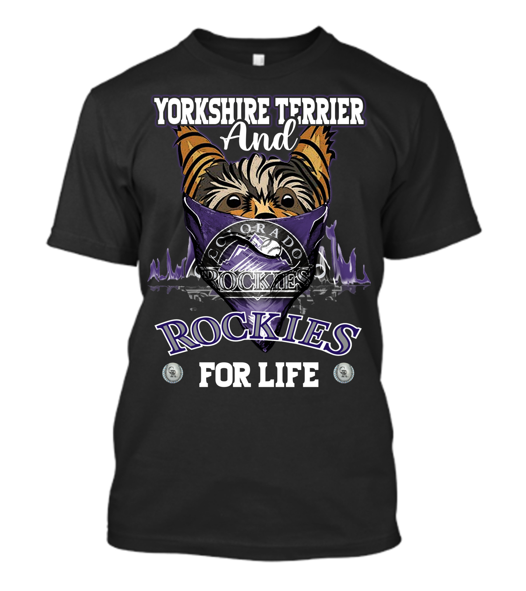 Yorkshire Terrier And Colorado Rockies For Life T-Shirt
