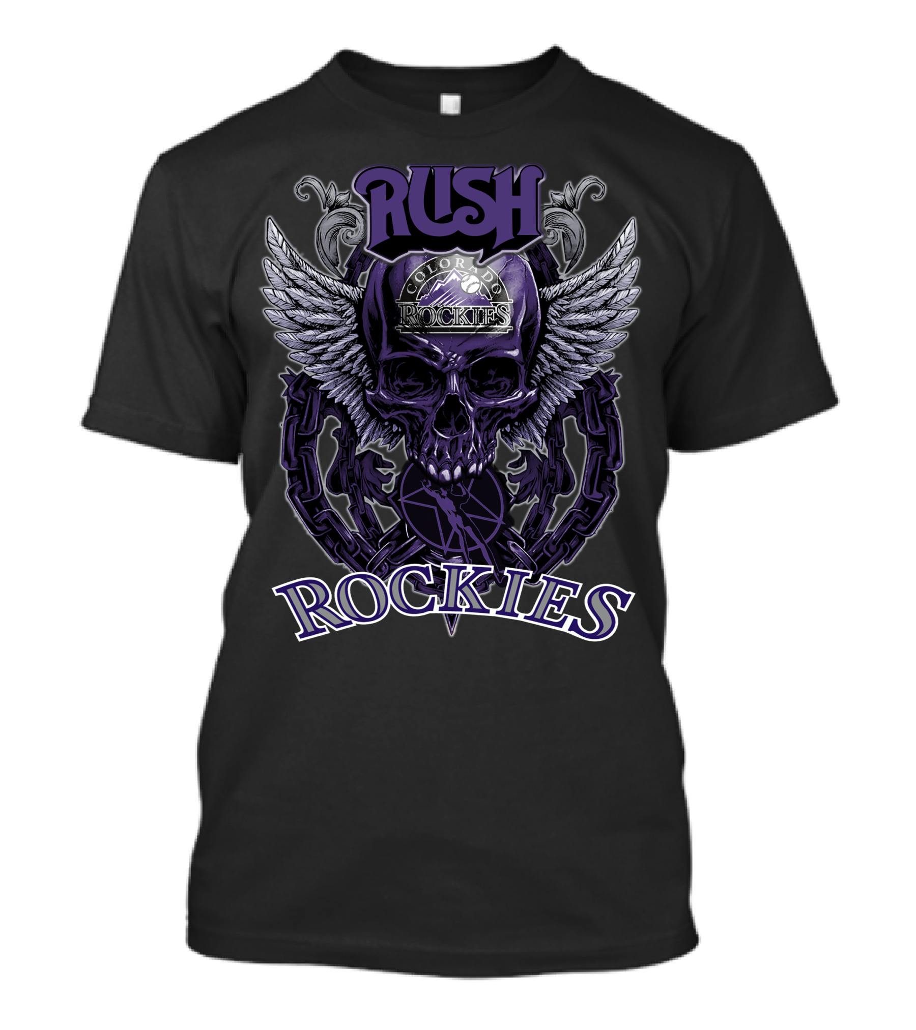 Rush Colorado Rockies Skull Wings T-Shirt