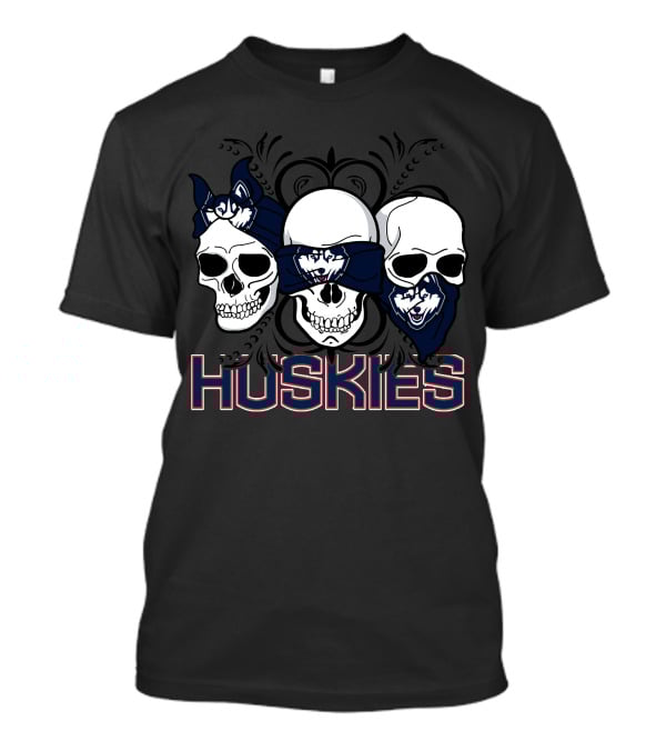 3 Skull Huskies Connecticut T-Shirt