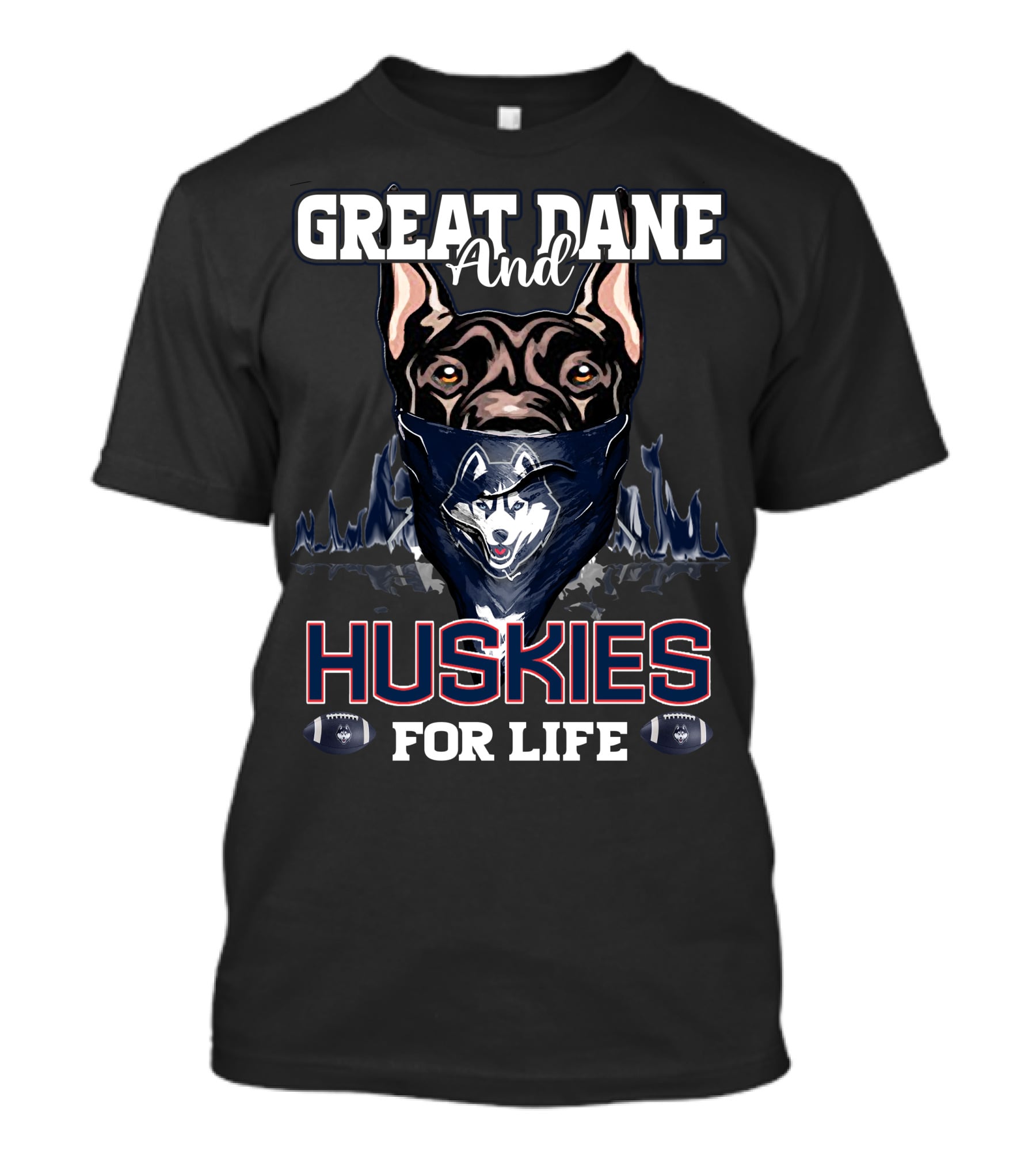 Great Dane And Huskies For Life Connecticut T-Shirt