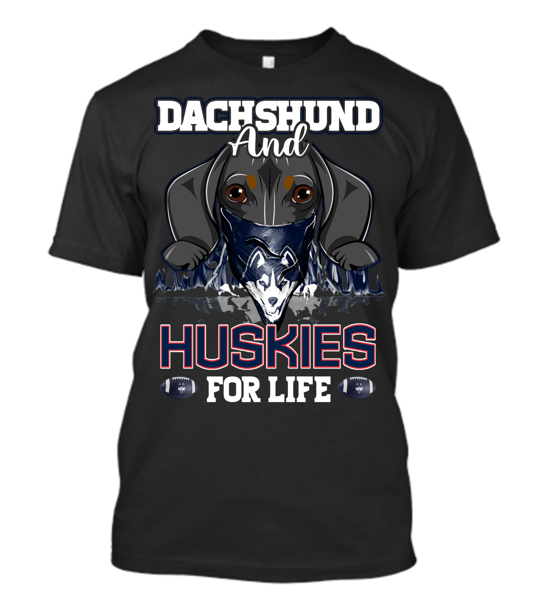 Dachshund And Huskies For Life Connecticut Football T-Shirt