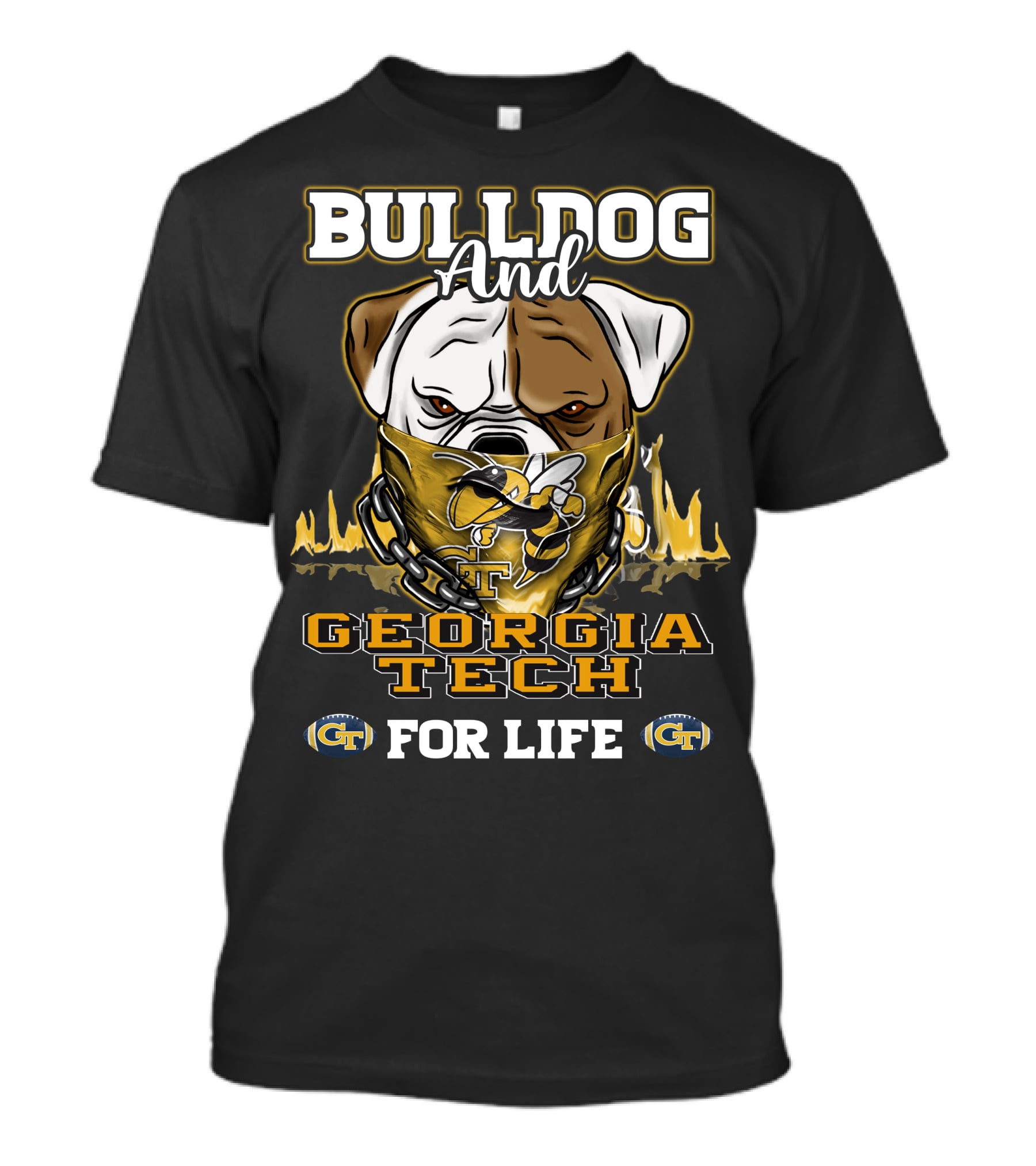 Bulldog And Georgia Tech Yellow Jackets For Life T-Shirt