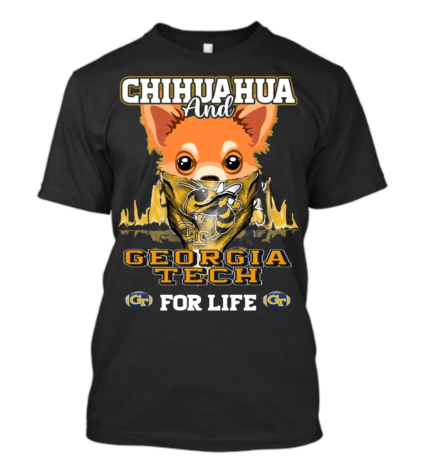 Chihuahua And Georgia Tech For Life Yellow Jackets T-Shirt