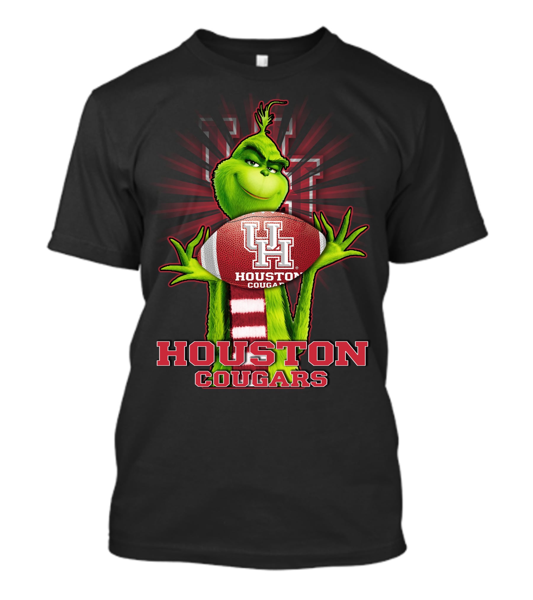 Grinch Holding Football Houston Cougars UH T-Shirt