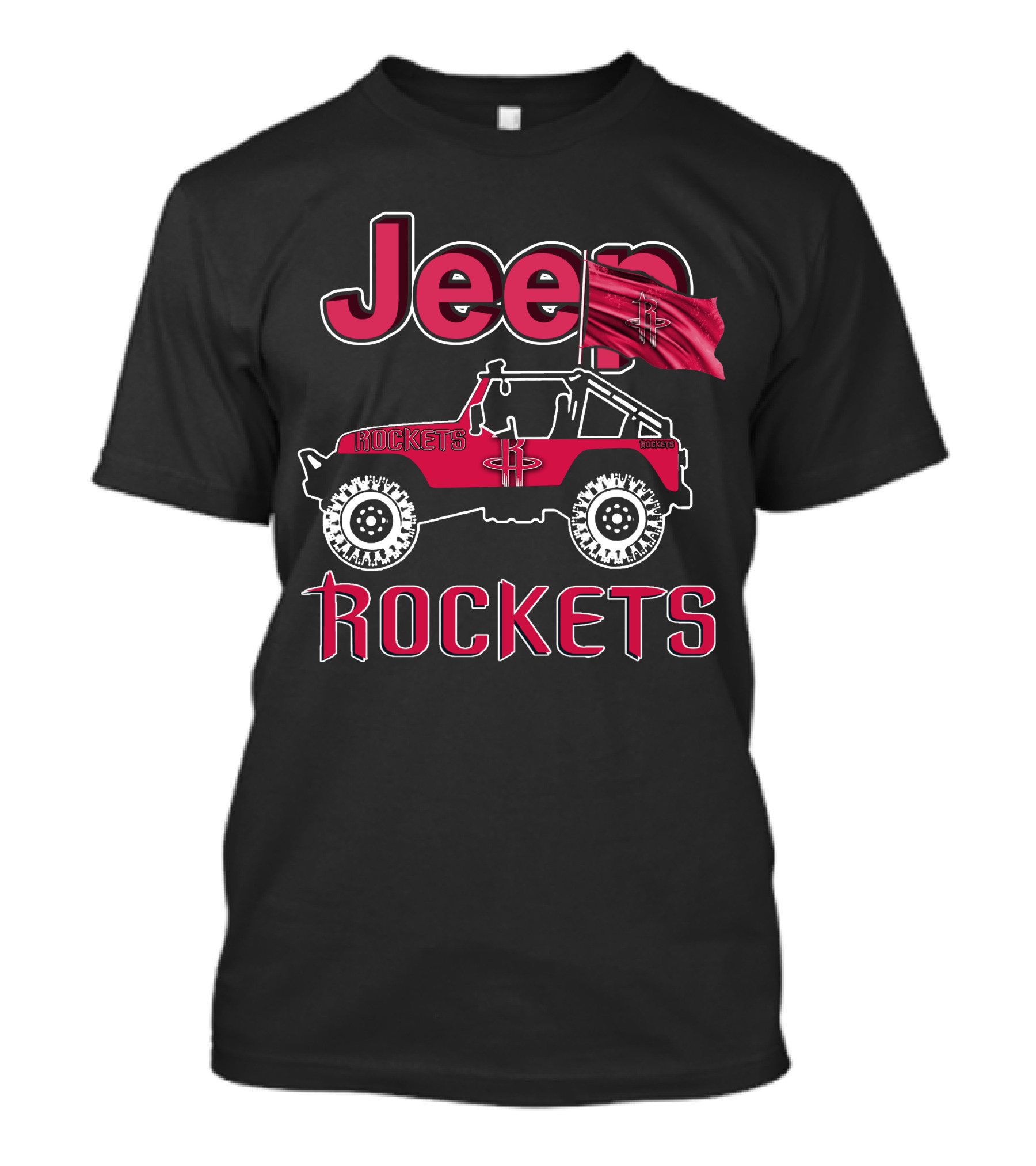 Jeep Houston Rockets Flag And Off-Road Vehicle T-Shirt