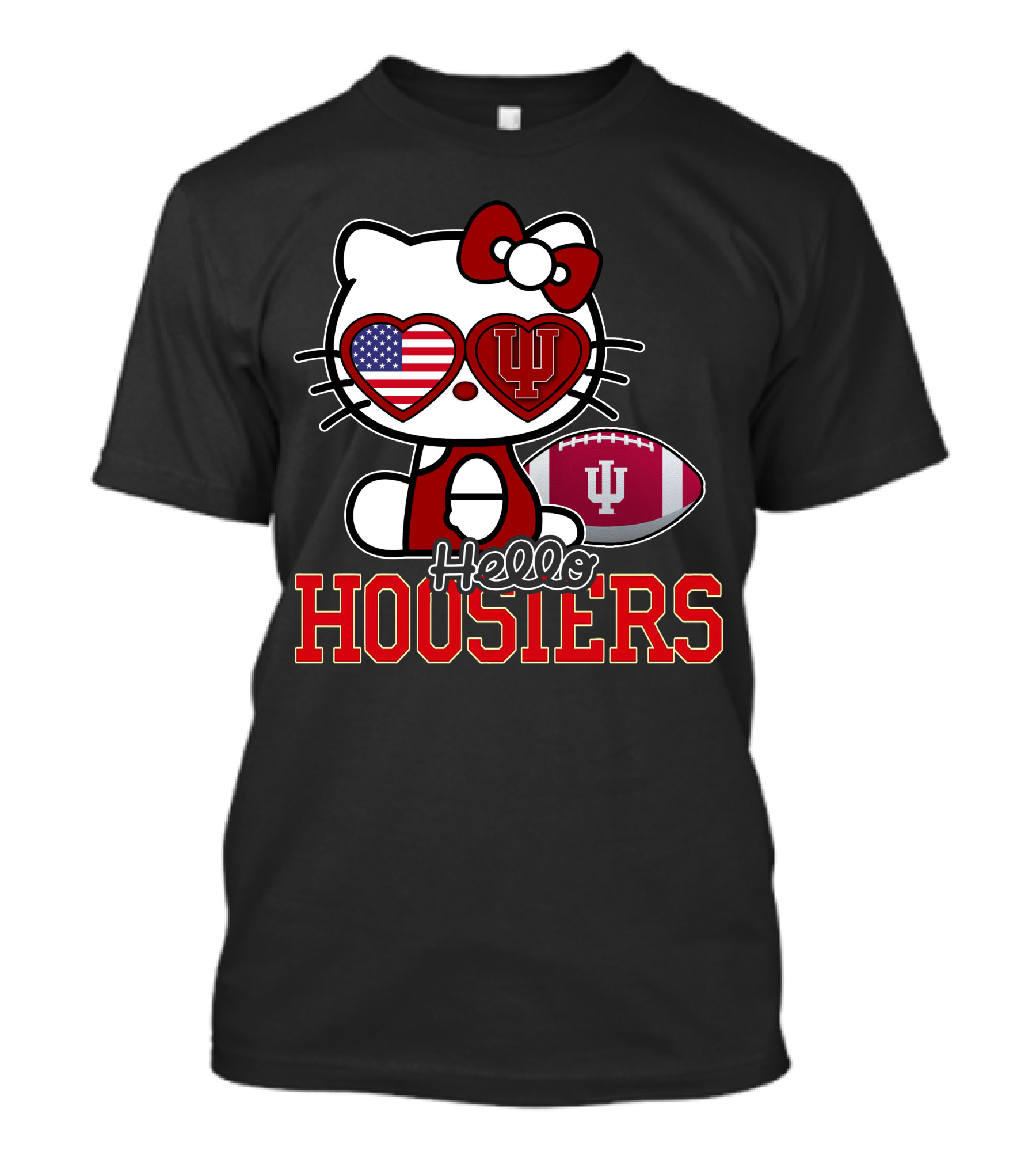 Hellokitty Indiana Hoosiers American Flag IU Football T-Shirt