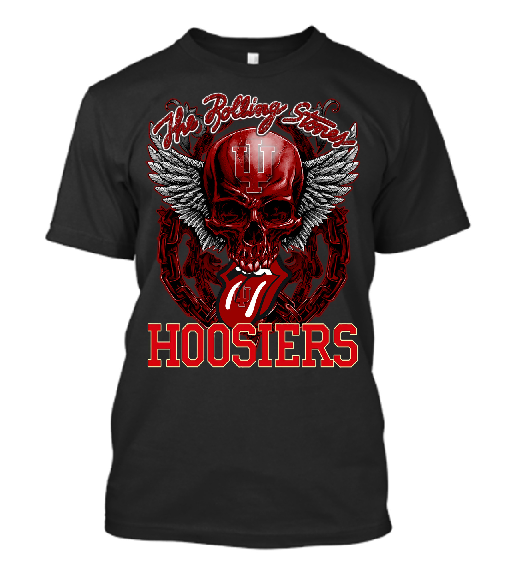 The Rolling Stones Indiana Hoosiers Skull Logo With Wings And Tongue T-Shirt