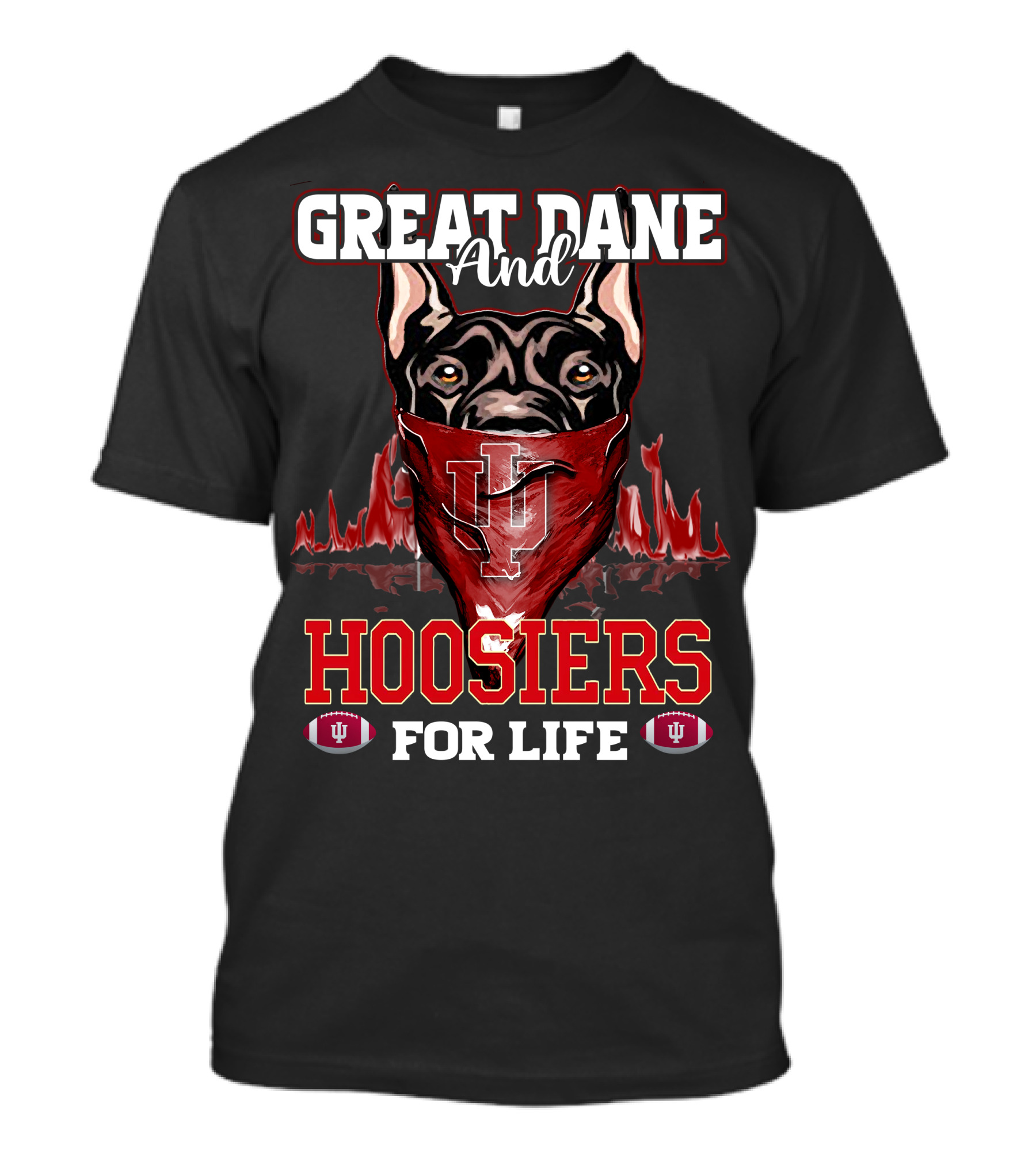 Great Dane And Hoosiers For Life Indiana University Football T-Shirt