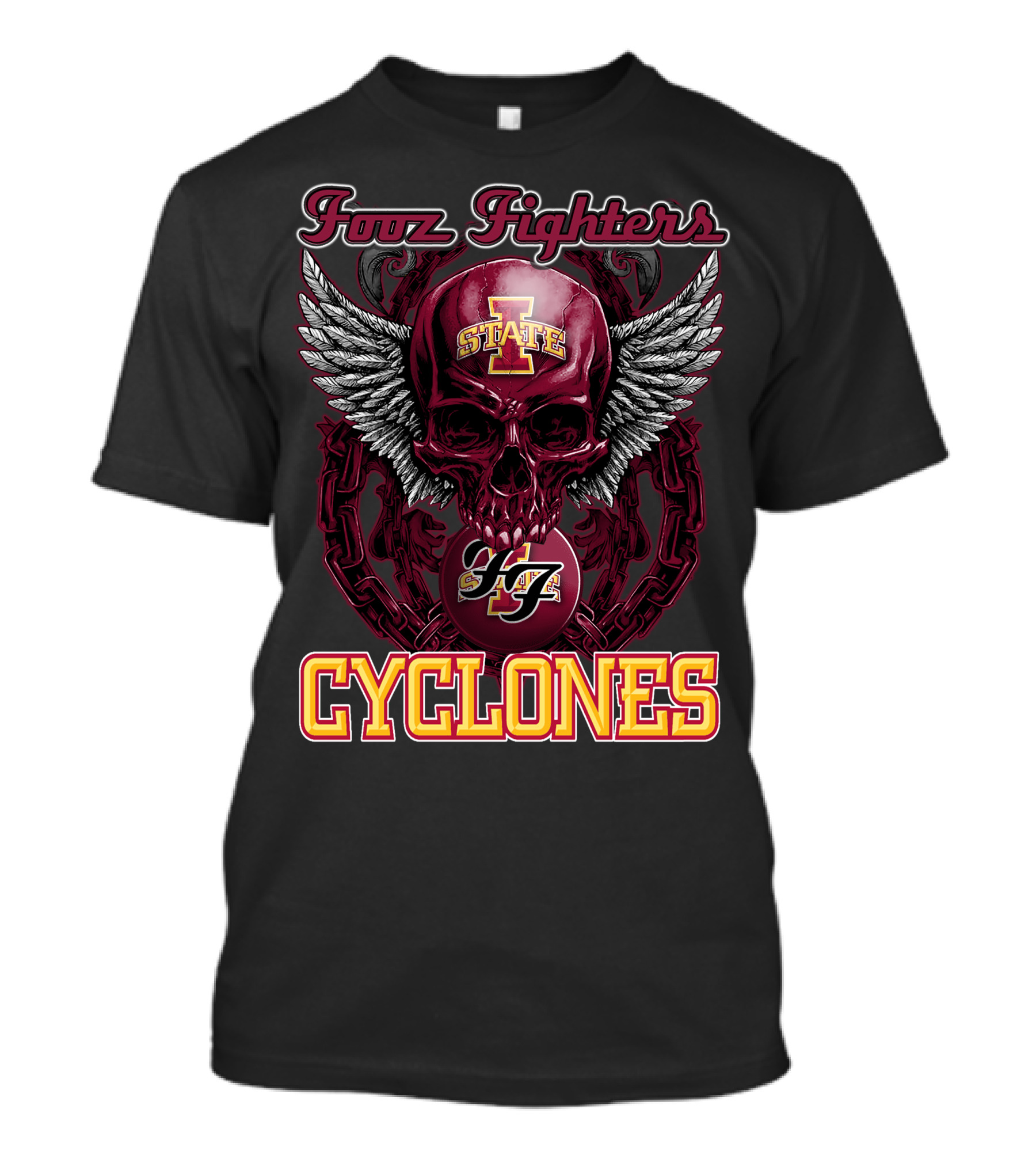 Iowa State Foo Fighters Cyclones Winged Skull T-Shirt