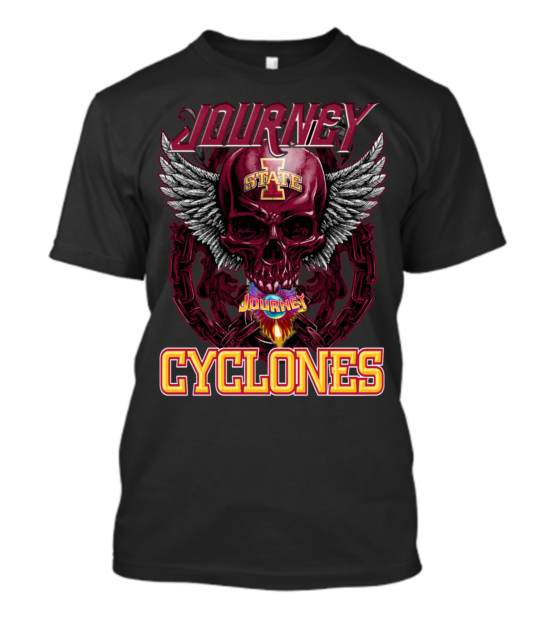 Journey Cyclones Iowa State Winged Skull Flame T-Shirt