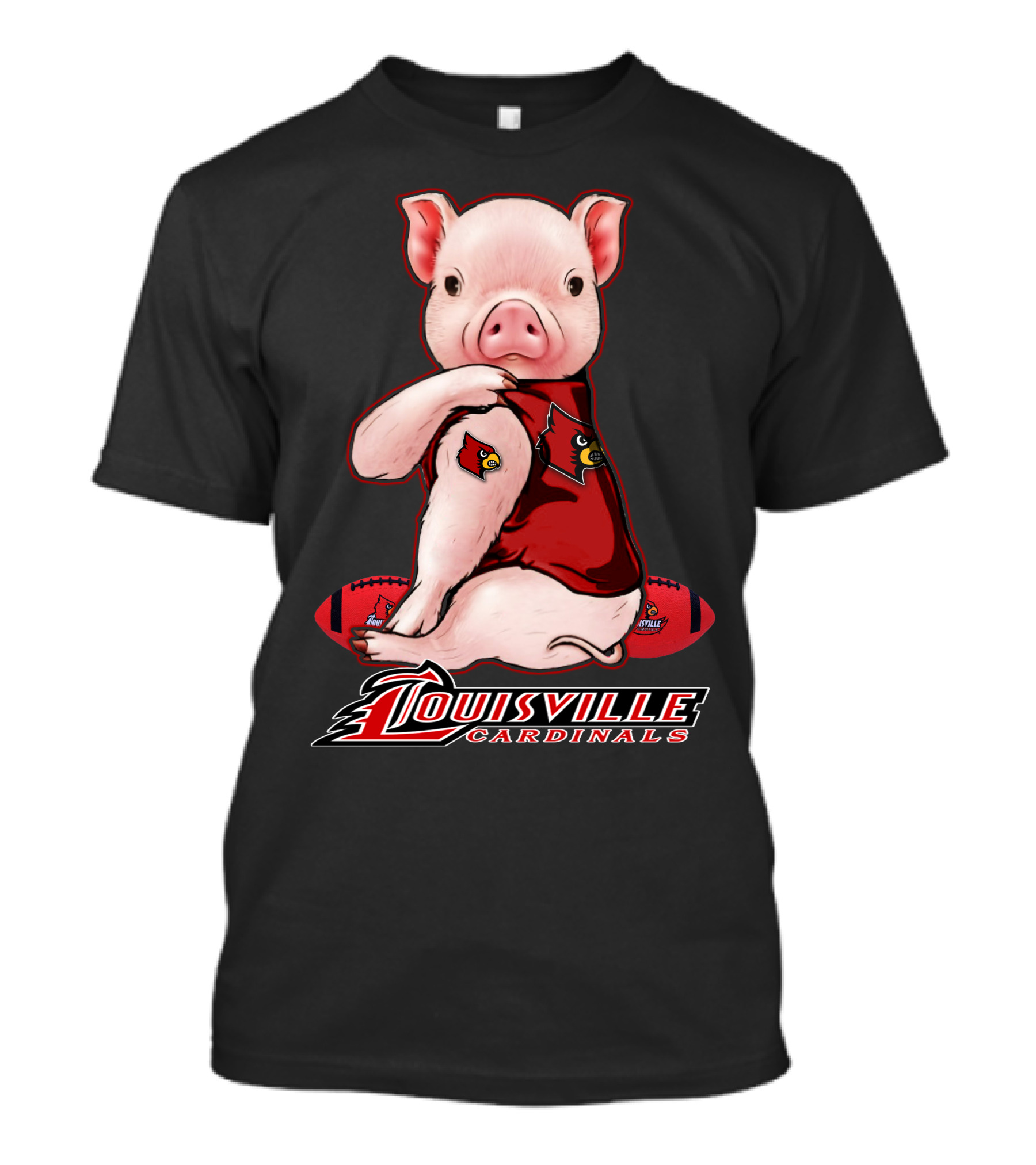 Louisville Cardinals Pig With Football Gear T-Shirt
