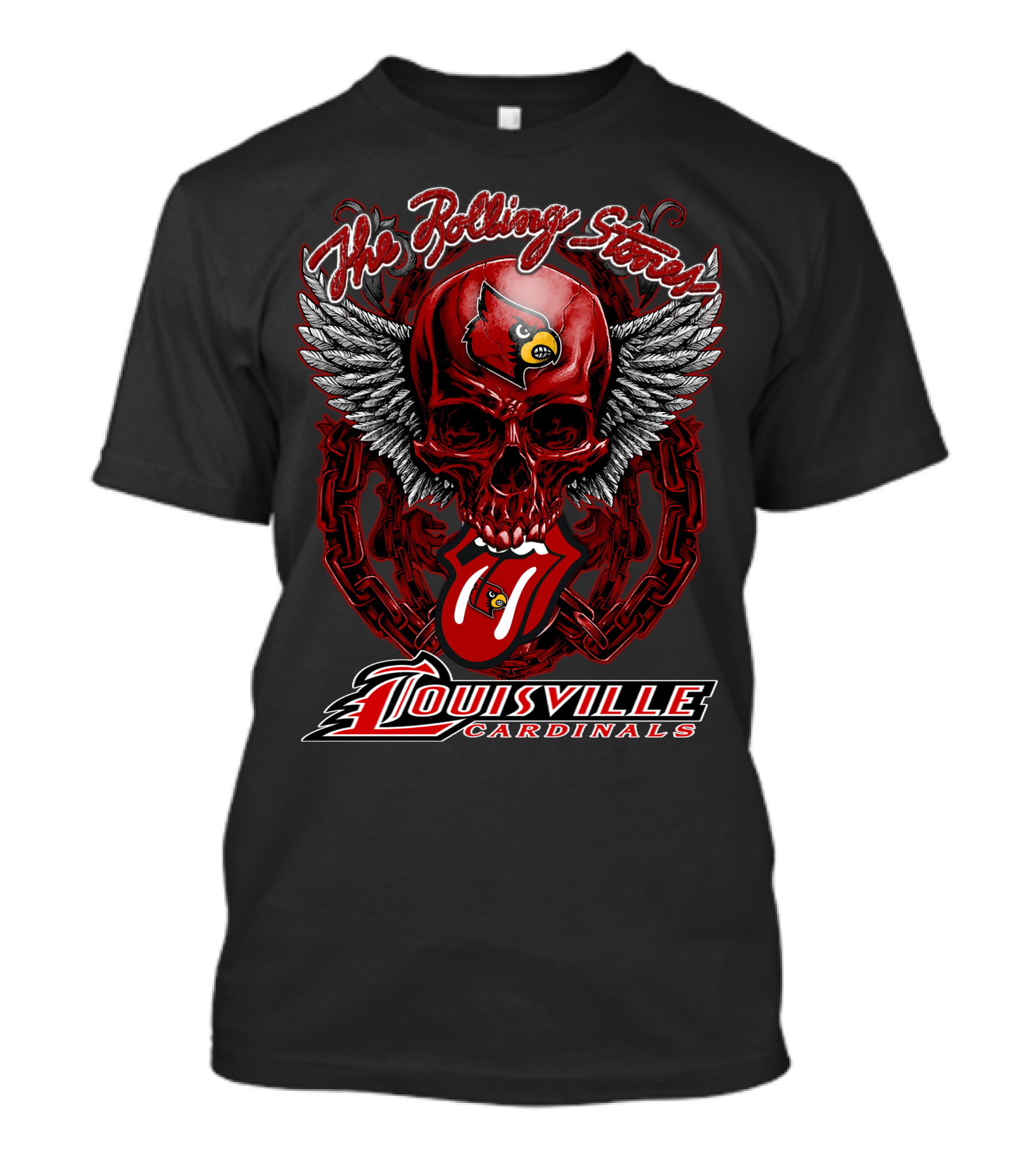 The Rolling Stones Louisville Cardinals Skull With Wings And Tongue T-Shirt