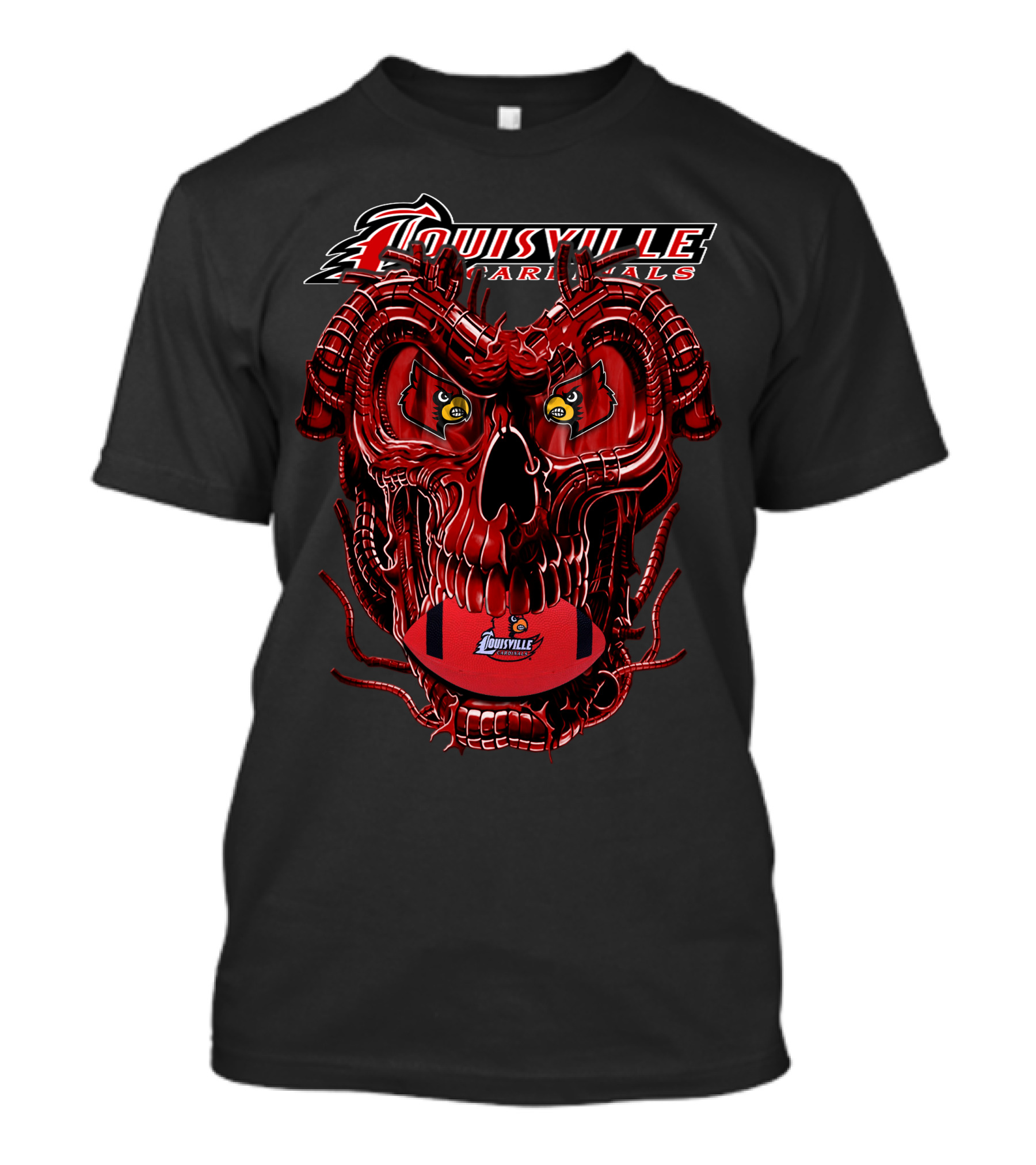 Louisville Cardinals Dragonskull Football Skull T-Shirt