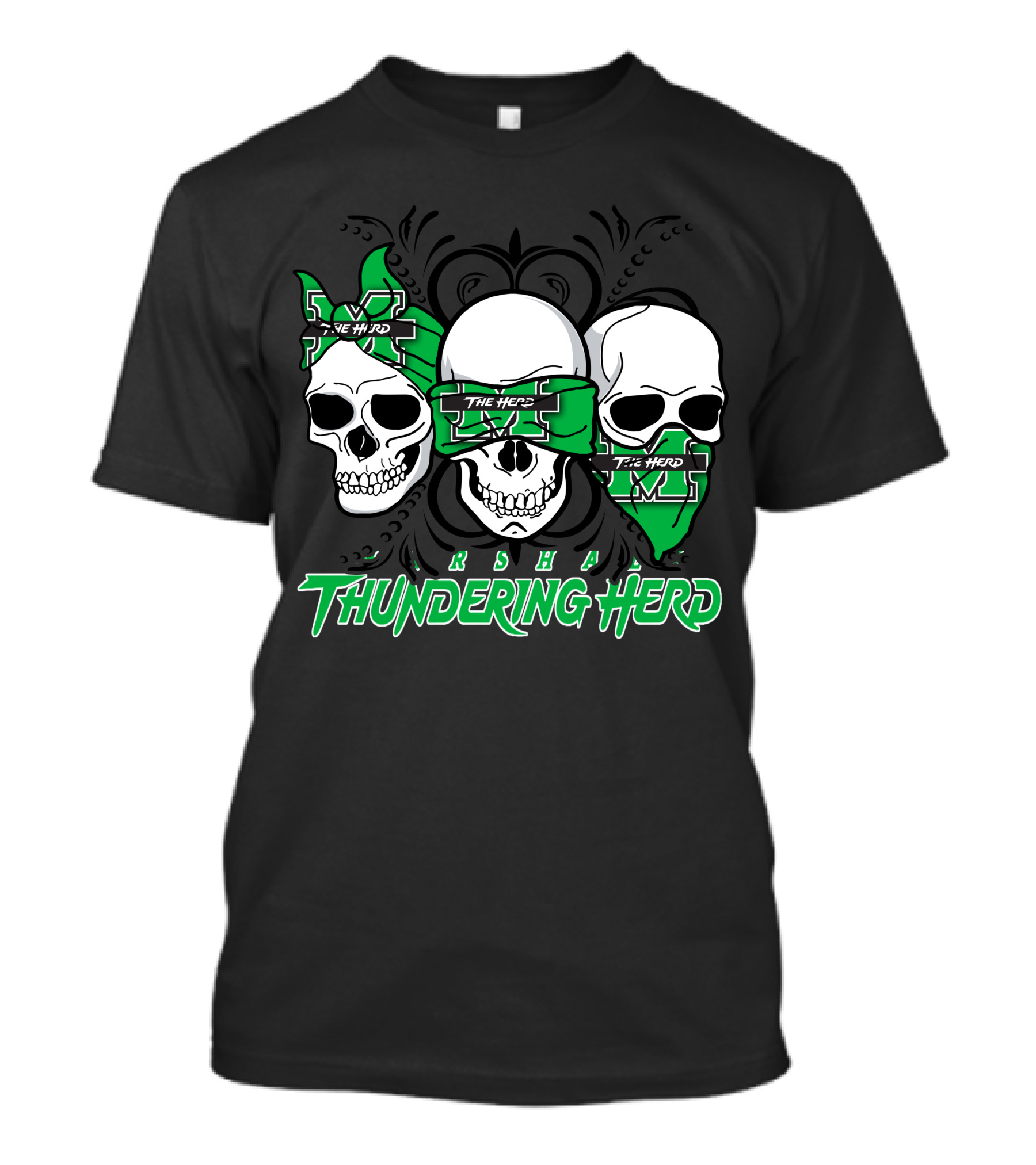 Thundering Herd Three Skull M Marshall The Herd T-Shirt