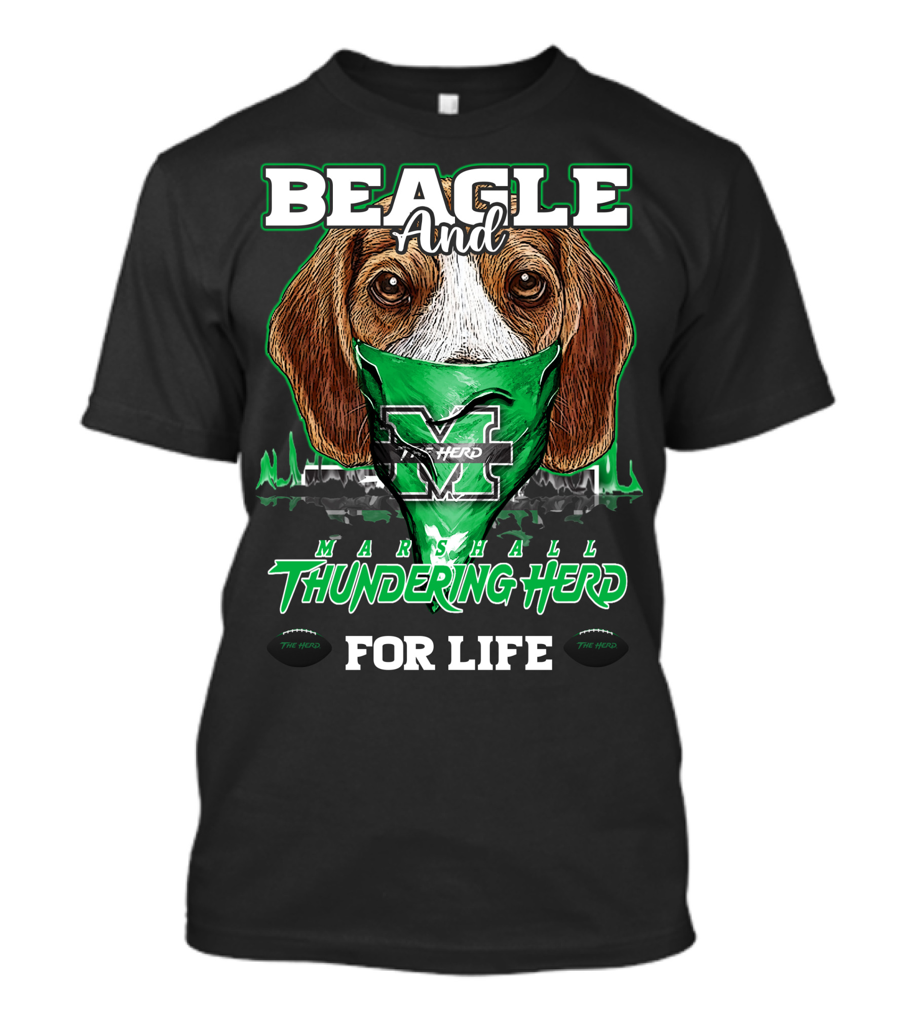 Beagle And Marshall Thundering Herd For Life T-Shirt