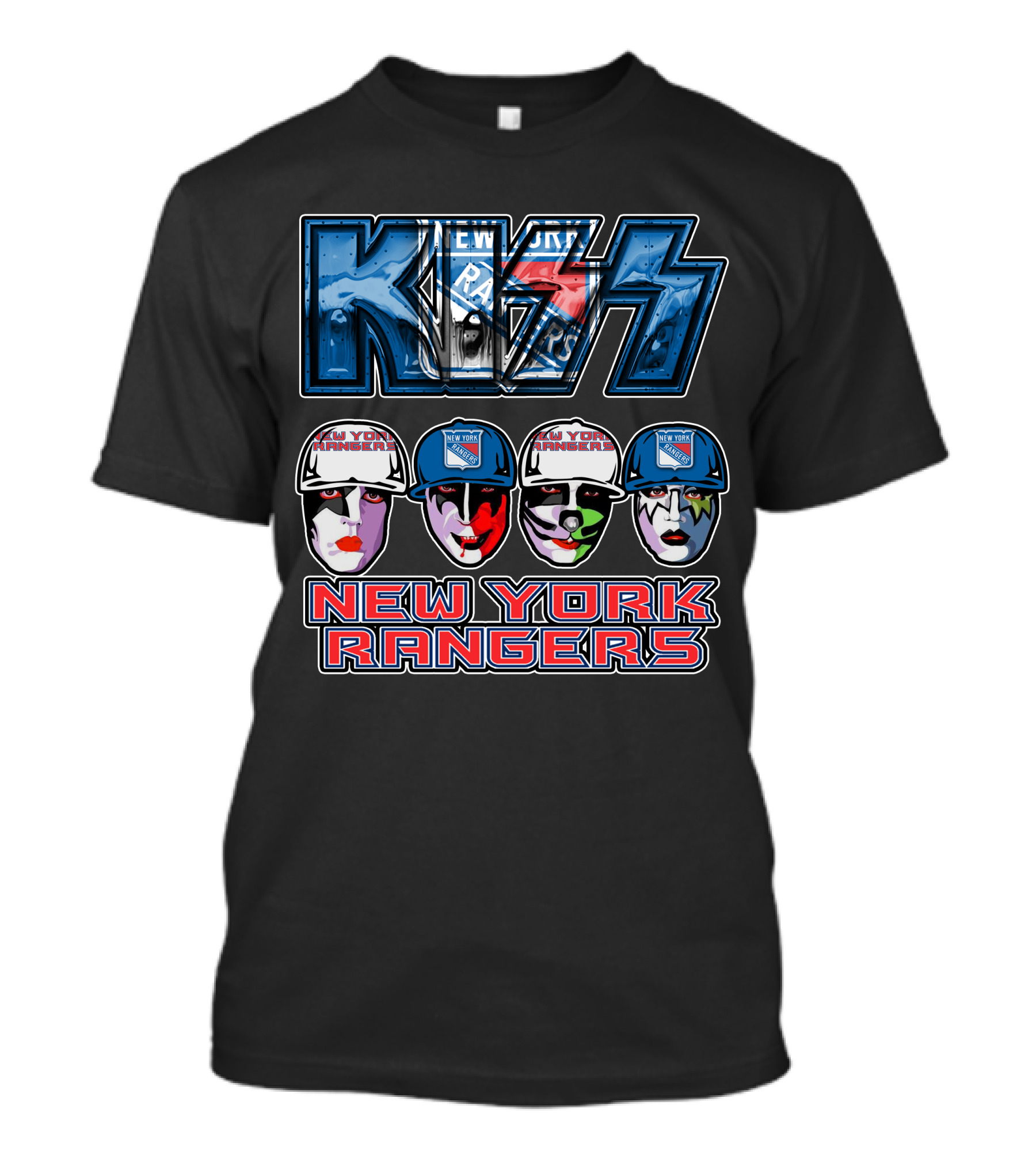 Kiss New York Rangers Iconic Band And Ice Hockey Team Fusion T-Shirt